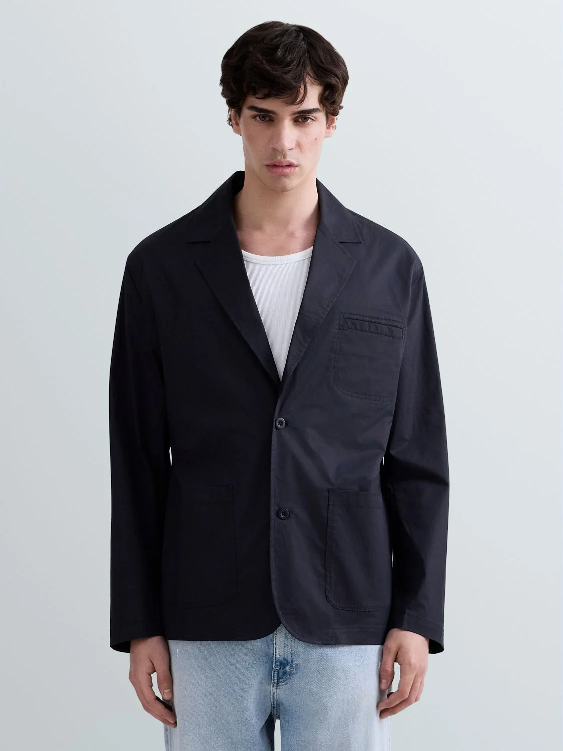 REPLAY REGULAR-FIT TWILL JACKET WITH LAPELS M8527 .000.85122 DARK NAVY 2
