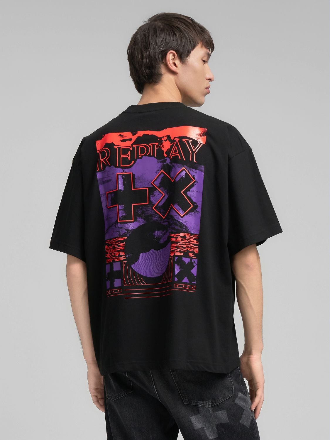 Crew-neck t-shirt with replay x martin garrix graphic Black