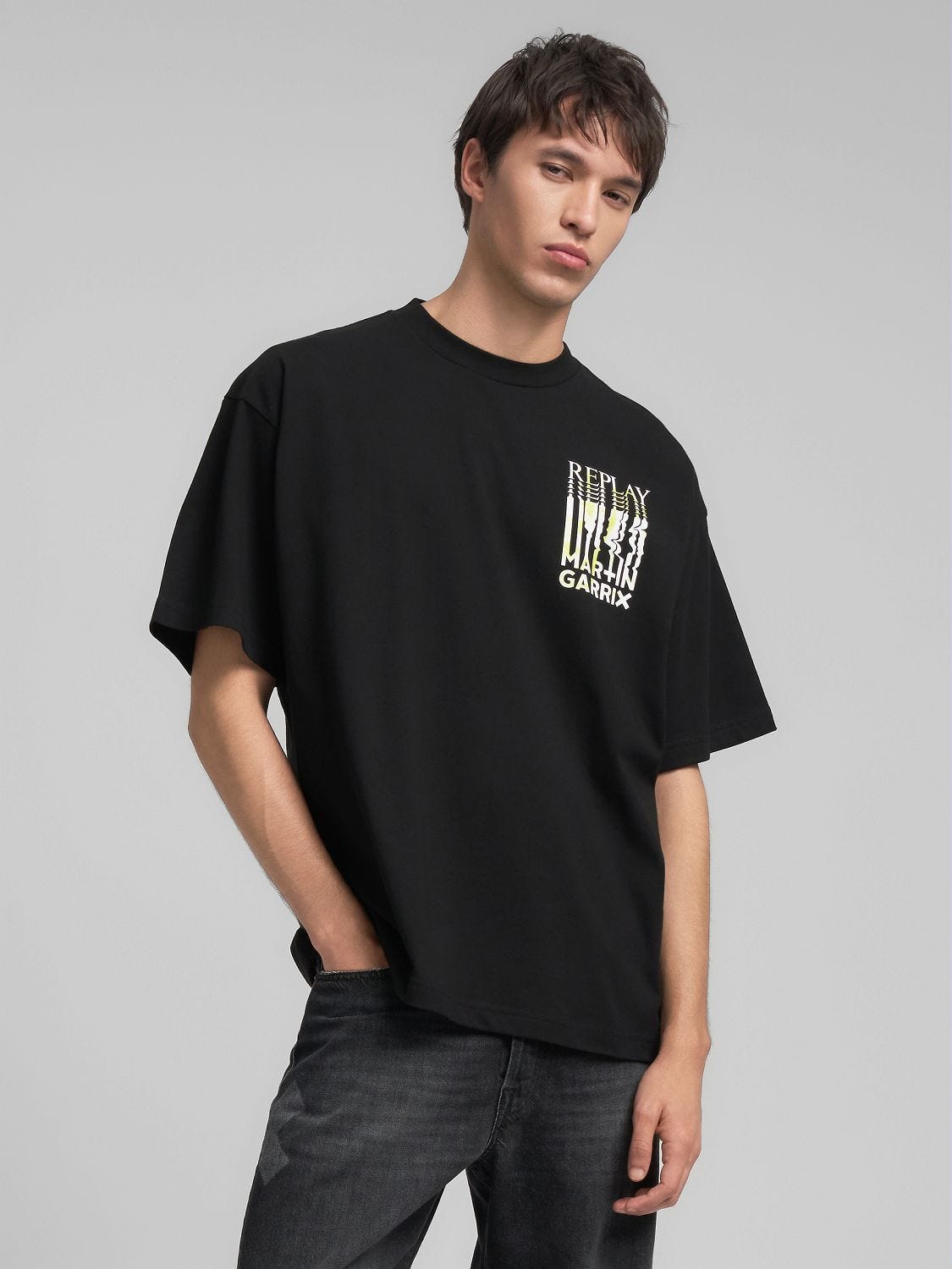 Cotton t-shirt with tiger print Black | Replay Jeans