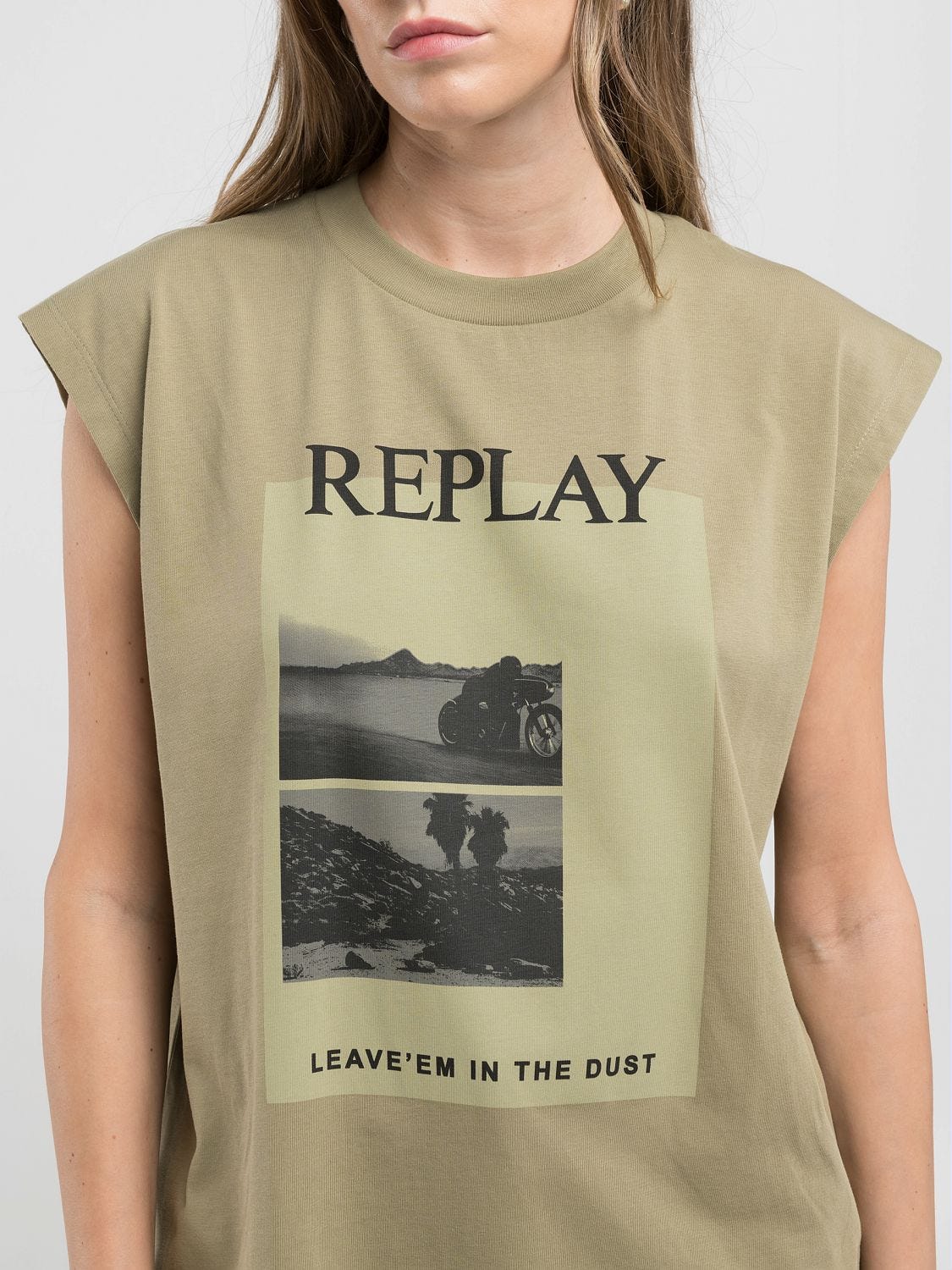 リプレイ Tシャツ ボーイフィット フォトプリント Tシャツ バイク ウェア トップス BOY-FIT T-SHIRT WITH PHOTO PRINT REPLAY リプレイ Tシャツ ボーイフィット フォトプリント バイク