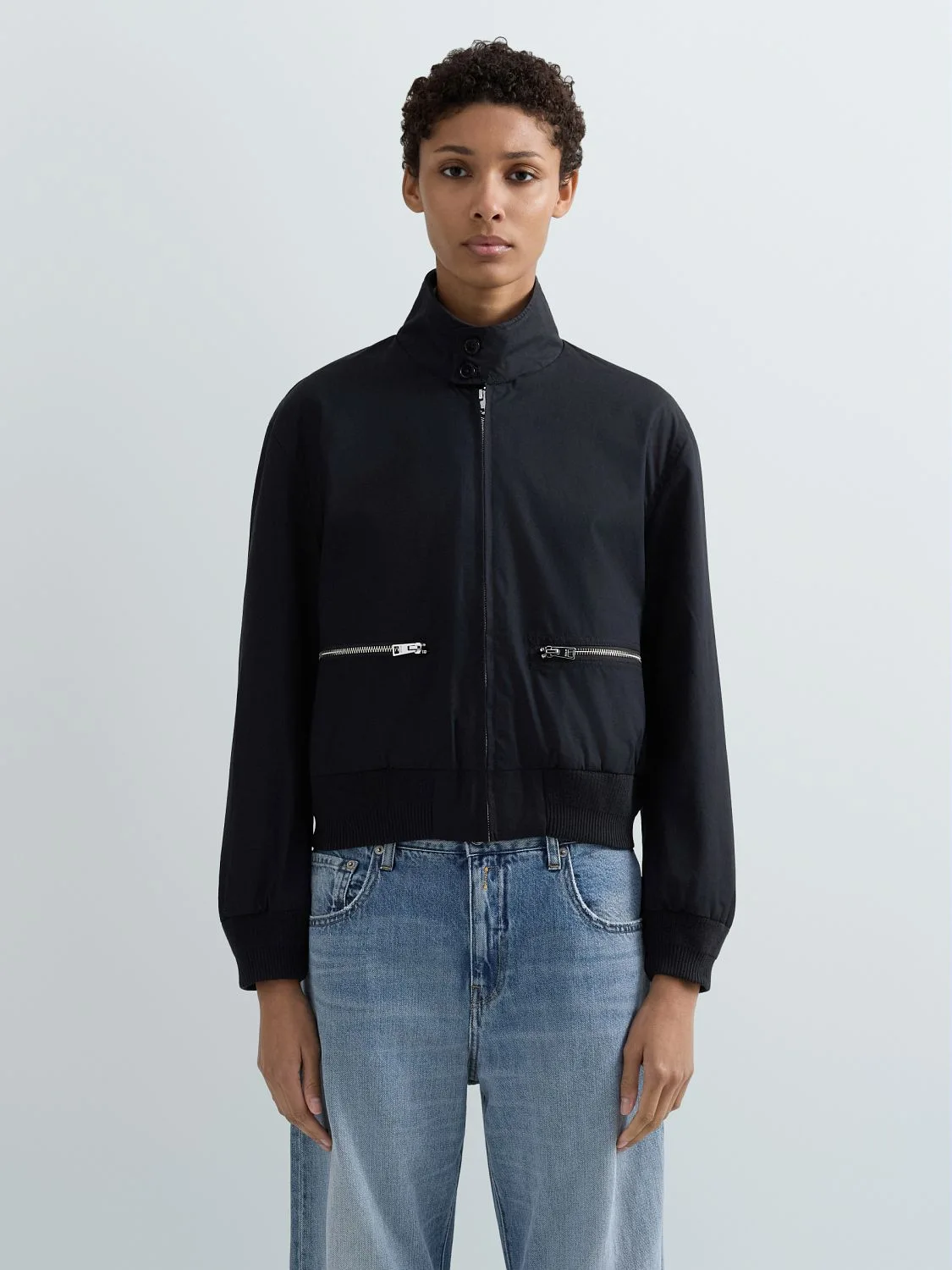 REPLAY CROPPED CANVAS JACKET WITH ZIP W7934 .000.85484 NAVY 2