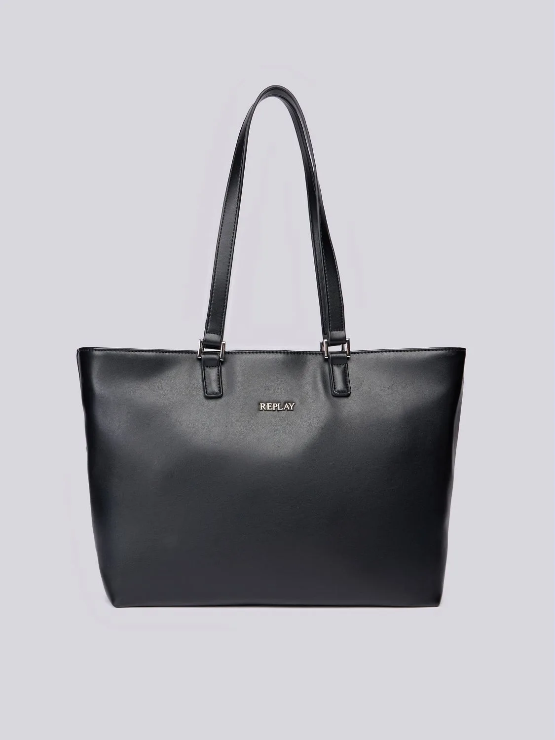 REPLAY SOLID-COLOUR SHOPPER WITH LOGO FW3333.006.A0420A BLACK 1