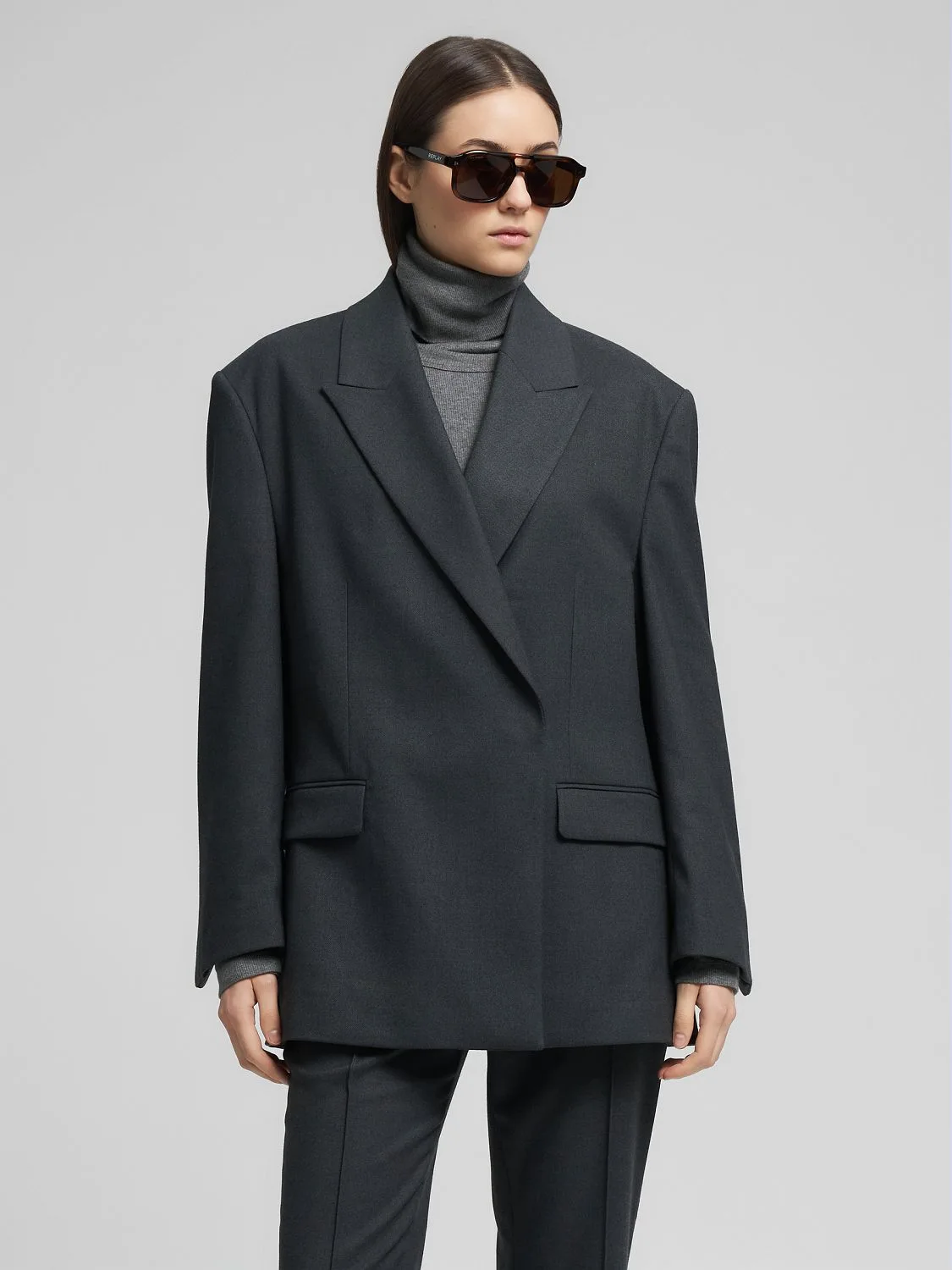 REPLAY LONG TWILL BLAZER W7895 .000.52842 DARK GREY MELANGE 2