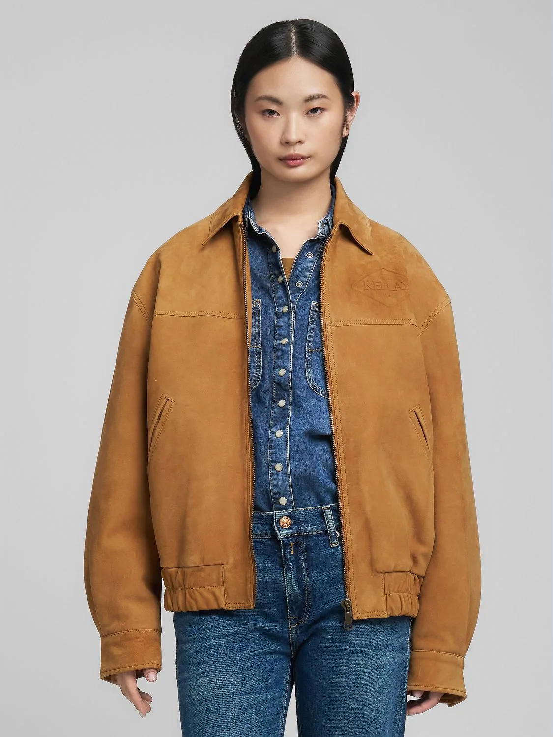 REPLAY SUEDE JACKET W7928 .000.85434 OAK 2