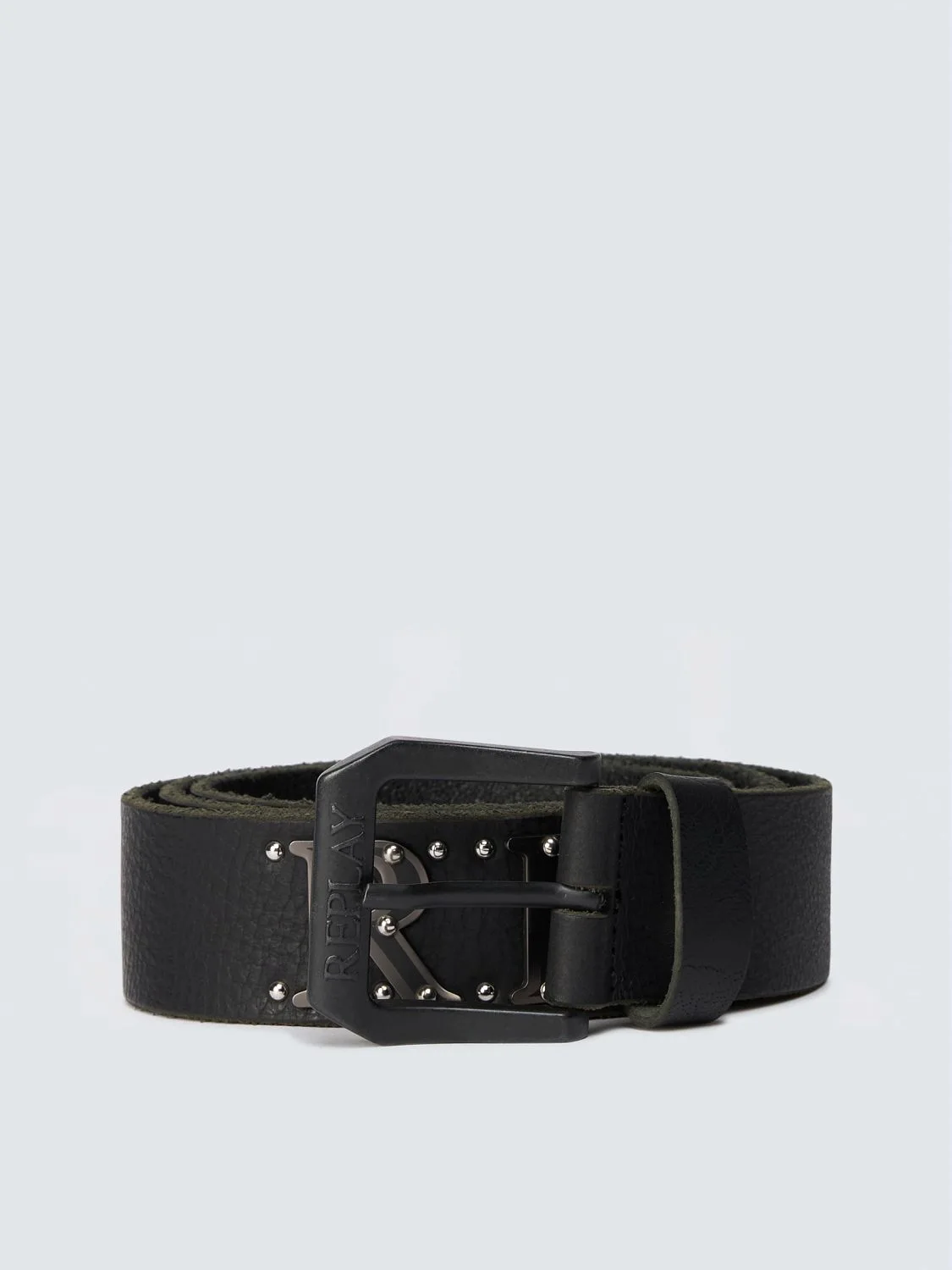 REPLAY LEATHER BELT WITH JEWELLED LOGO AM00BH.000.A7243P BLACK 1