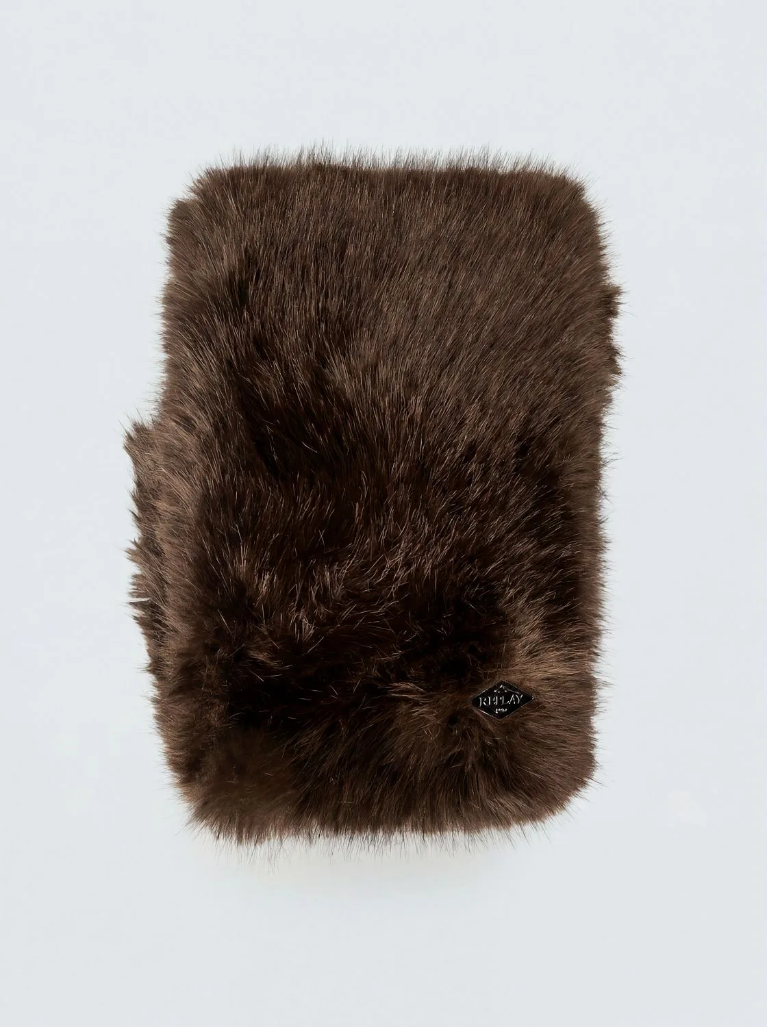 REPLAY FAUX FUR SCARF WITH DIAMOND LOGO AW00AU.000.A7243T BROWN 1