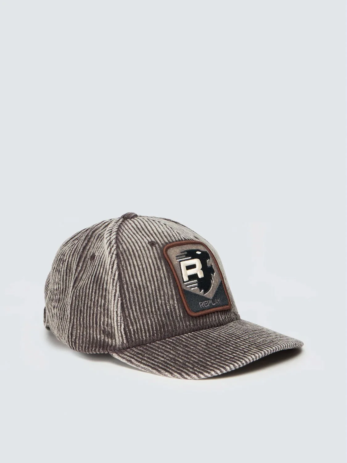 REPLAY CORUROY BASEBALL CAP WITH PATCH AX006H.000.A7243T M03 GREY MELANGE 1