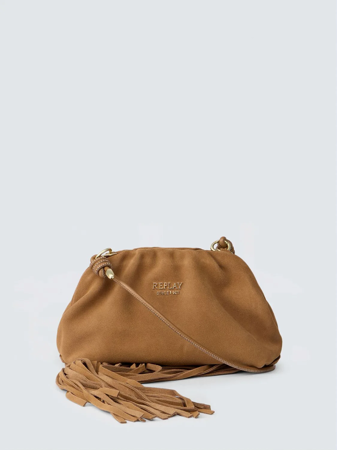 REPLAY SUEDE BAG WITH FRINGES FW3858.000.A1201A BRONZE BROWN 1