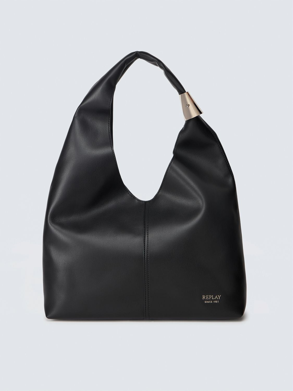 REPLAY LARGE HOBO BAG WITH METAL APPLIQUÉ FW01AE.000.A7243S BLACK 1