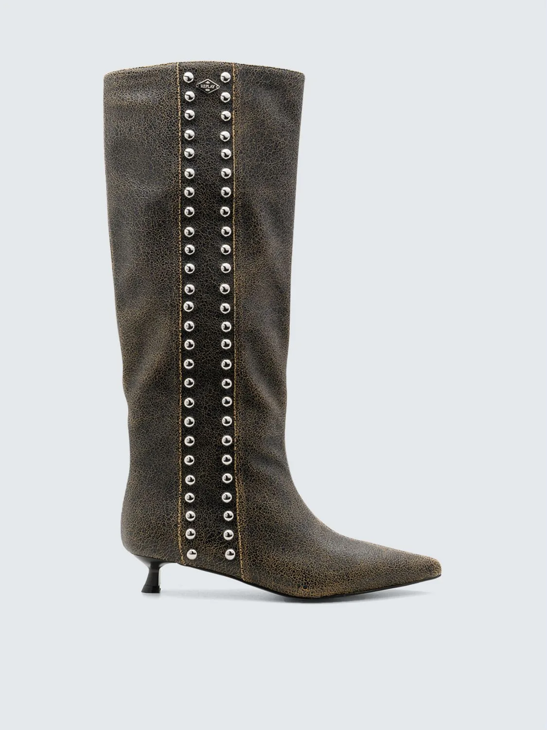 REPLAY ALDER WAY HIGH BOOTS WITH STUDS GWN91 .000.C0202S BROWN 1