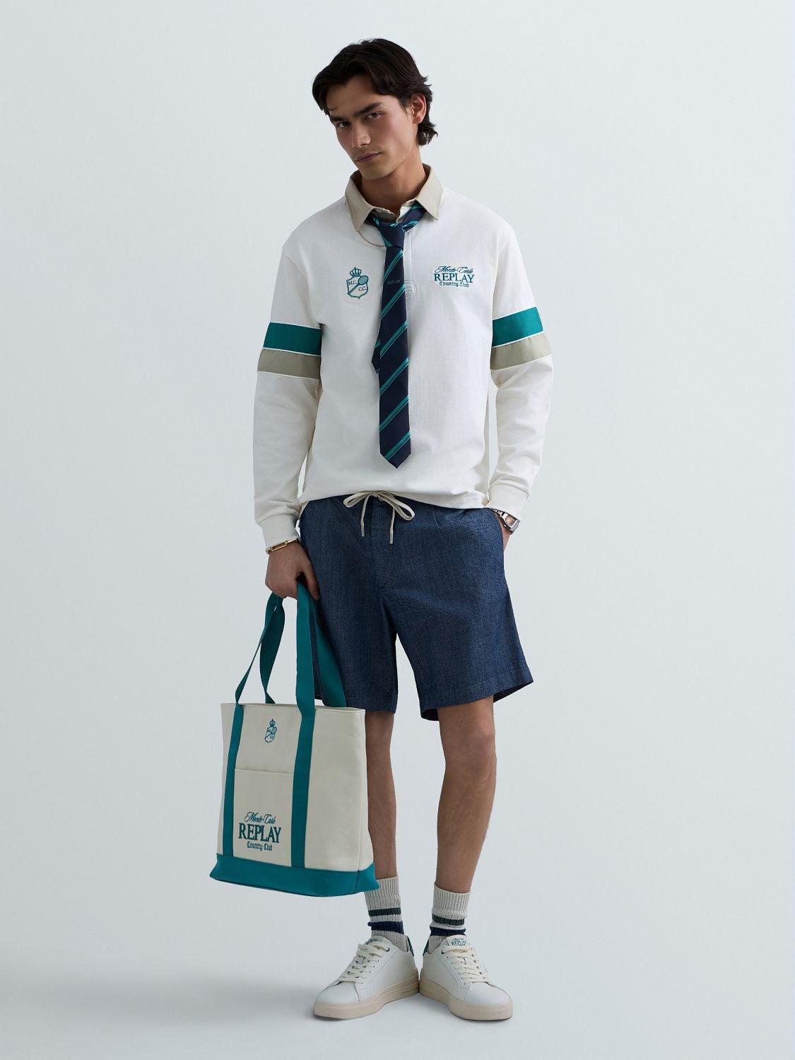 REPLAY MONTE CARLO COUNTRY CLUB COLLECTION LONG-SLEEVED POLO-SHIRT M00RO .000.724DGW GARDENIA 1