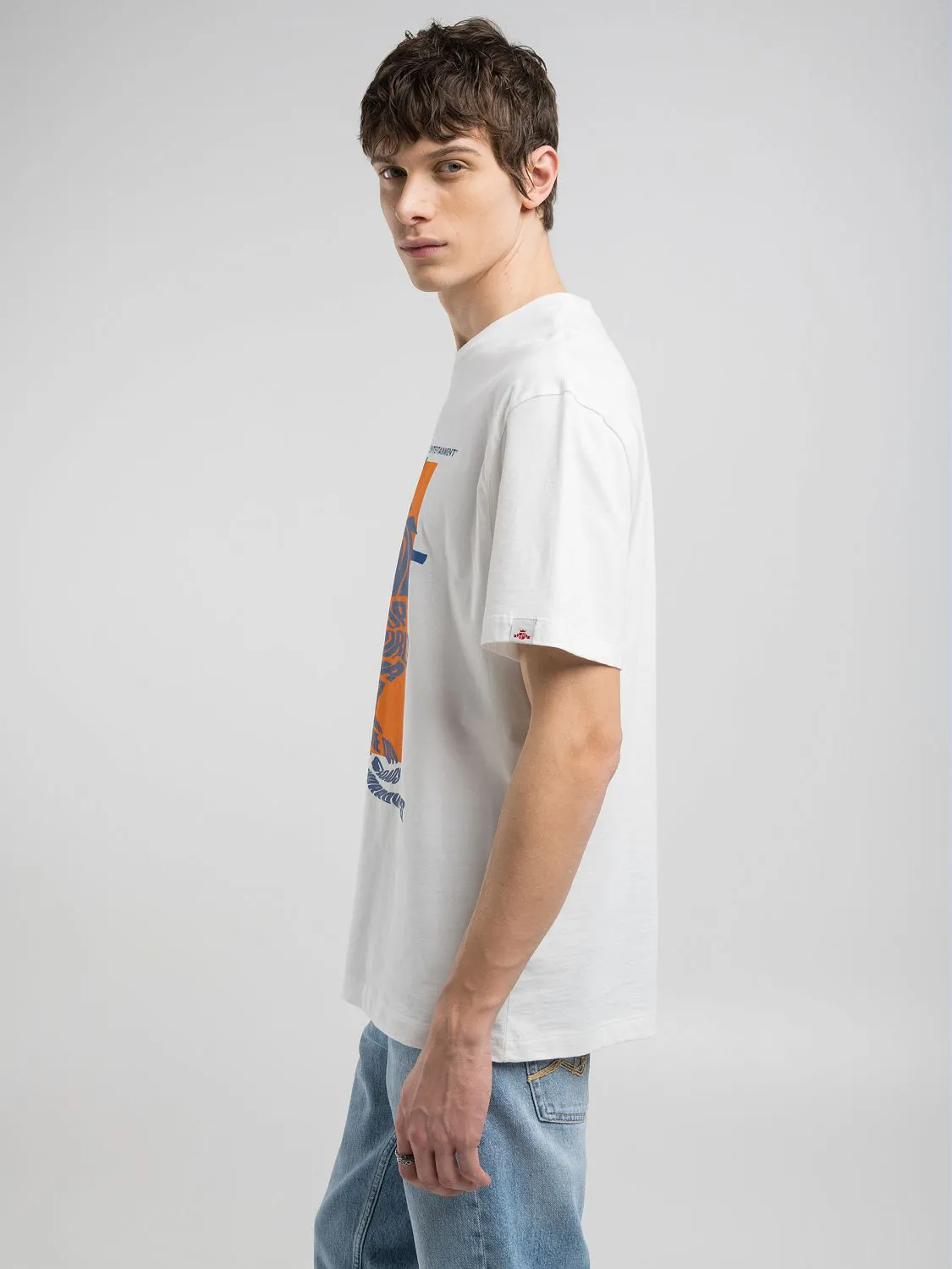 Baumwoll-t-shirt mit schriftzugdruck Natural white | Replay