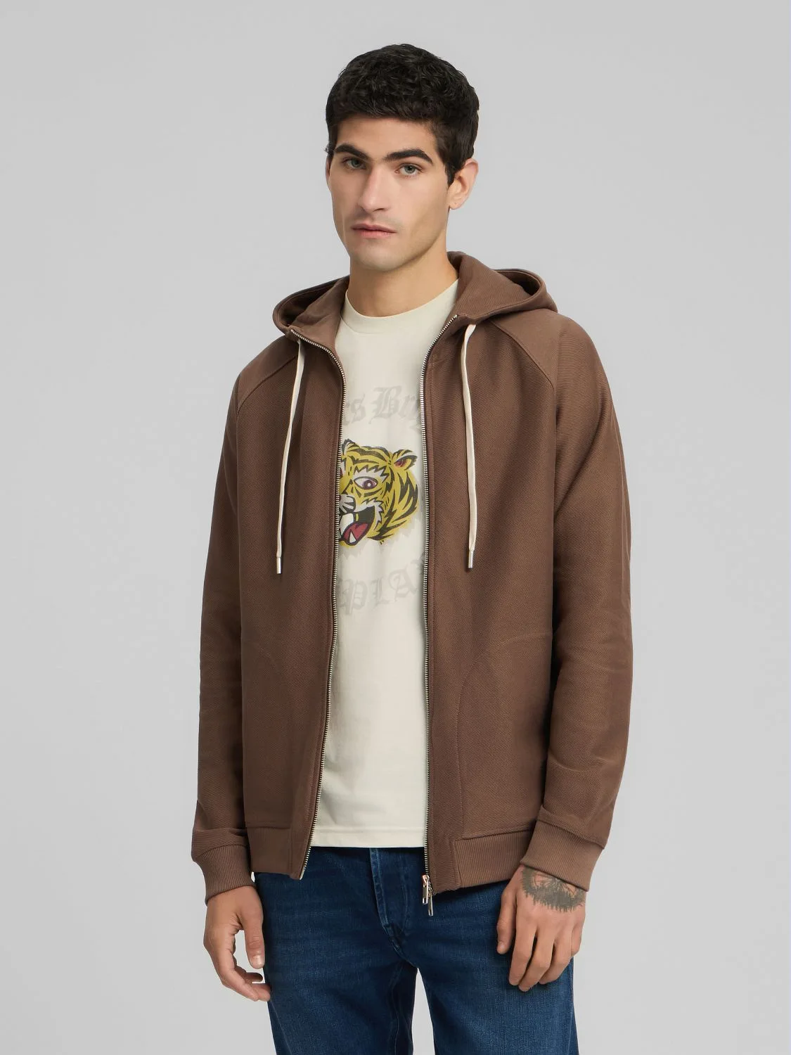 REPLAY COTTON FLEECE HOODY M3289 .000.23838 BROWN 2