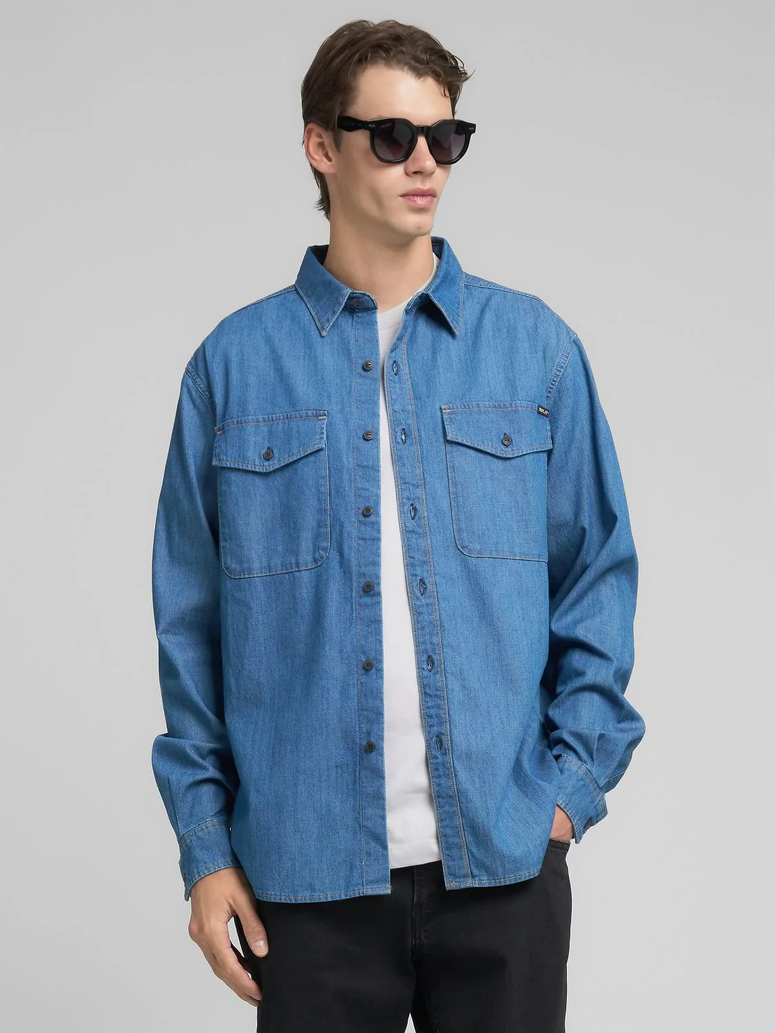 REPLAY HEMD AUS BAUMWOLLDENIM M4124 .000.860 B06 MEDIUM BLUE 2