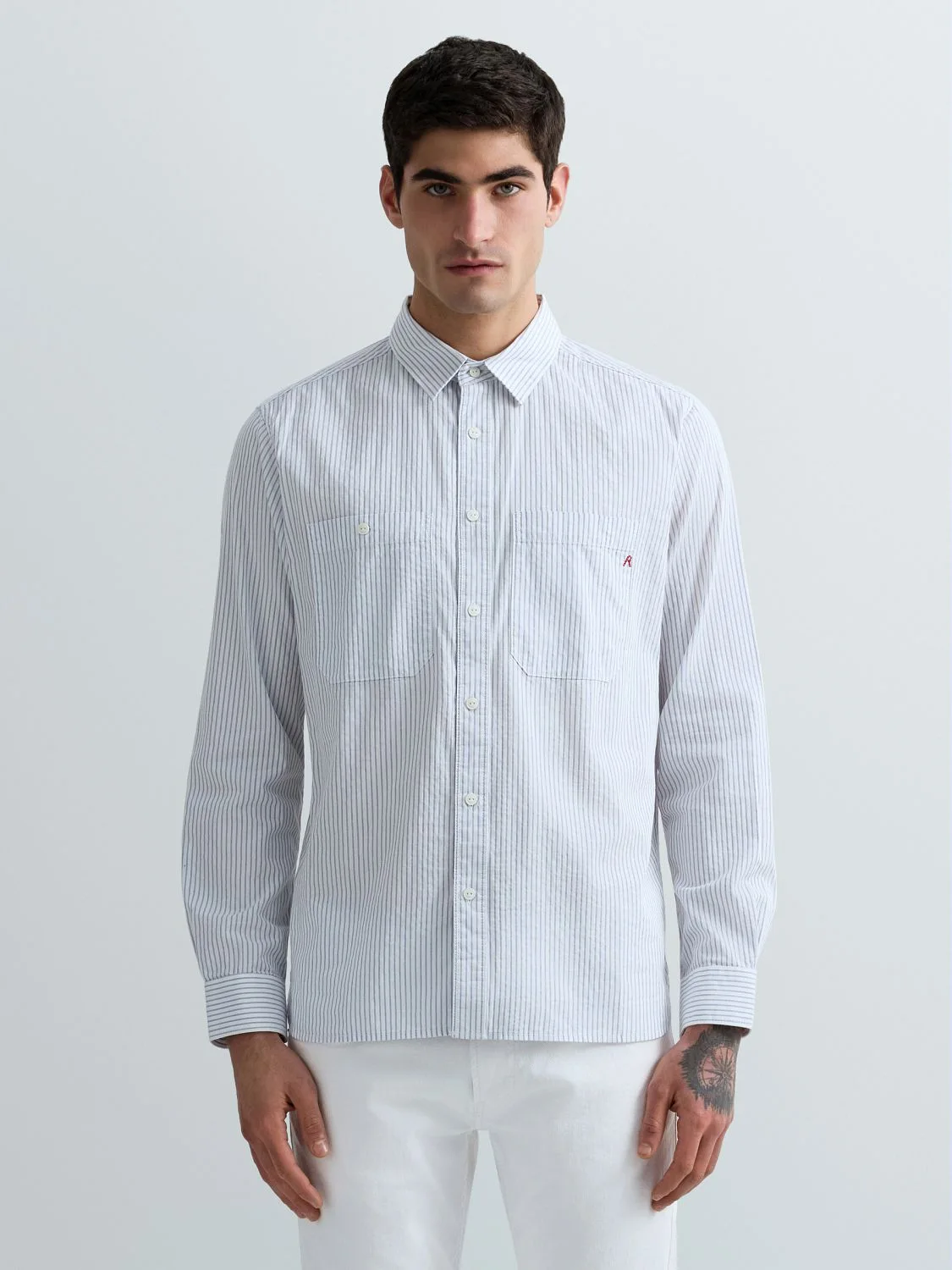 REPLAY GESTREIFTES REGULAR-FIT-HEMD M4138A.000.52880 WHITE/LIGHT BLUE 2