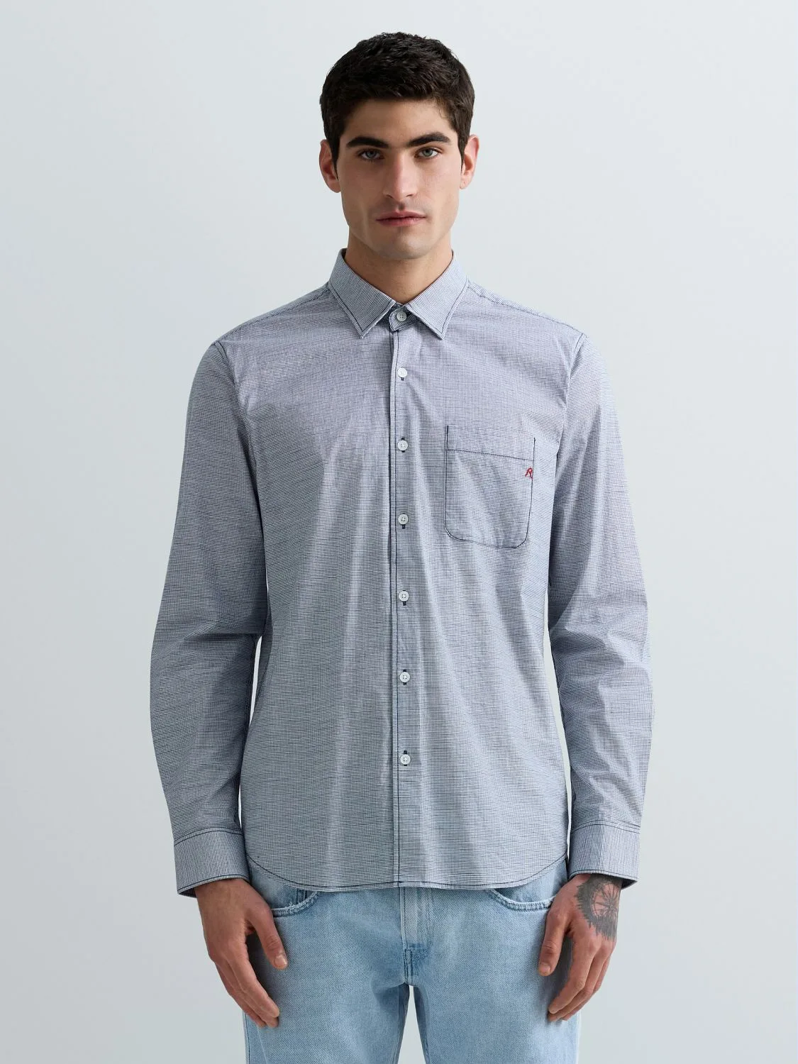 REPLAY HEMD AUS BEQUEMER BAUMWOLLE MIT MIKROMUSTER M4148 .000.52869 BLUE/WHITE 2