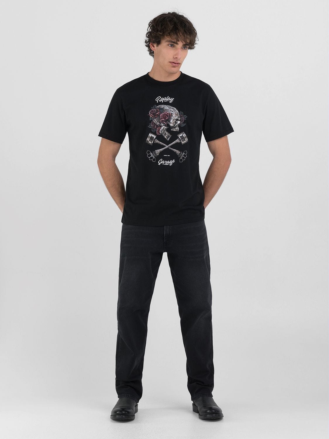Regular-fit-t-shirt mit aufdruck Black | Replay Jeans