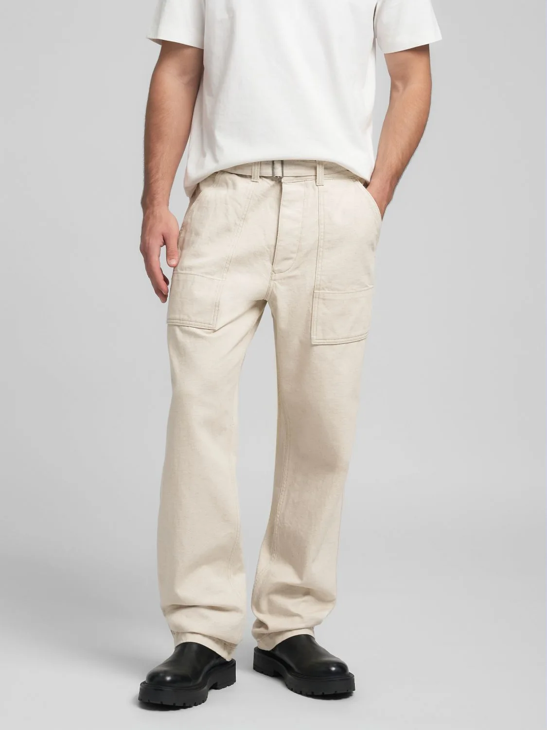 REPLAY REGULAR-FIT JEANS WITH BELT M9020 .000.853927A ECRÙ 2