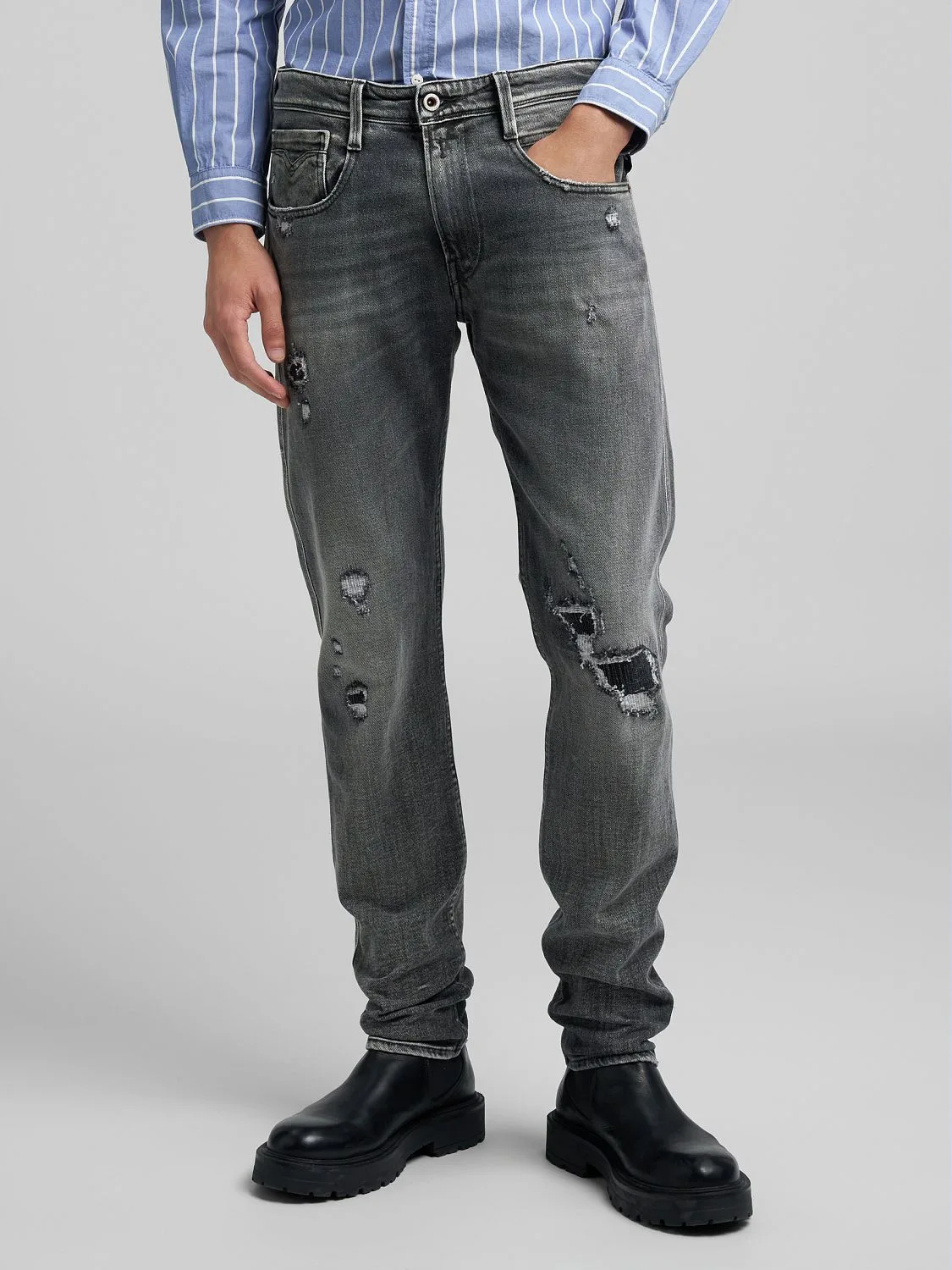 REPLAY ANBASS SLIM-FIT JEANS M914R .000.921958R DARK GREY 2