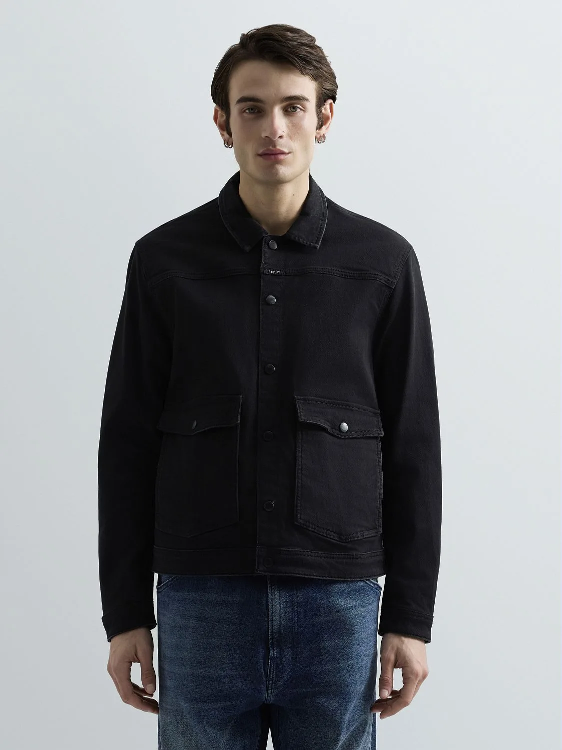 REPLAY BLACK DENIM JACKET MV881 .000.203 07A BLACK 2