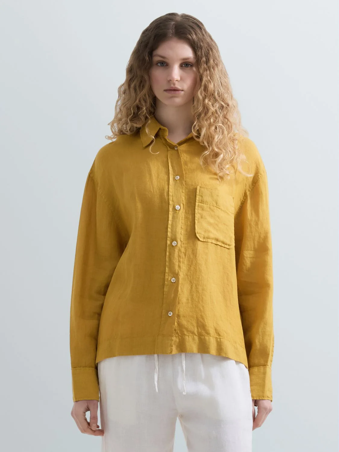 REPLAY OVERSIZED LINEN SHIRT W2388 .000.85574G OCHER ARROWWOOD 2