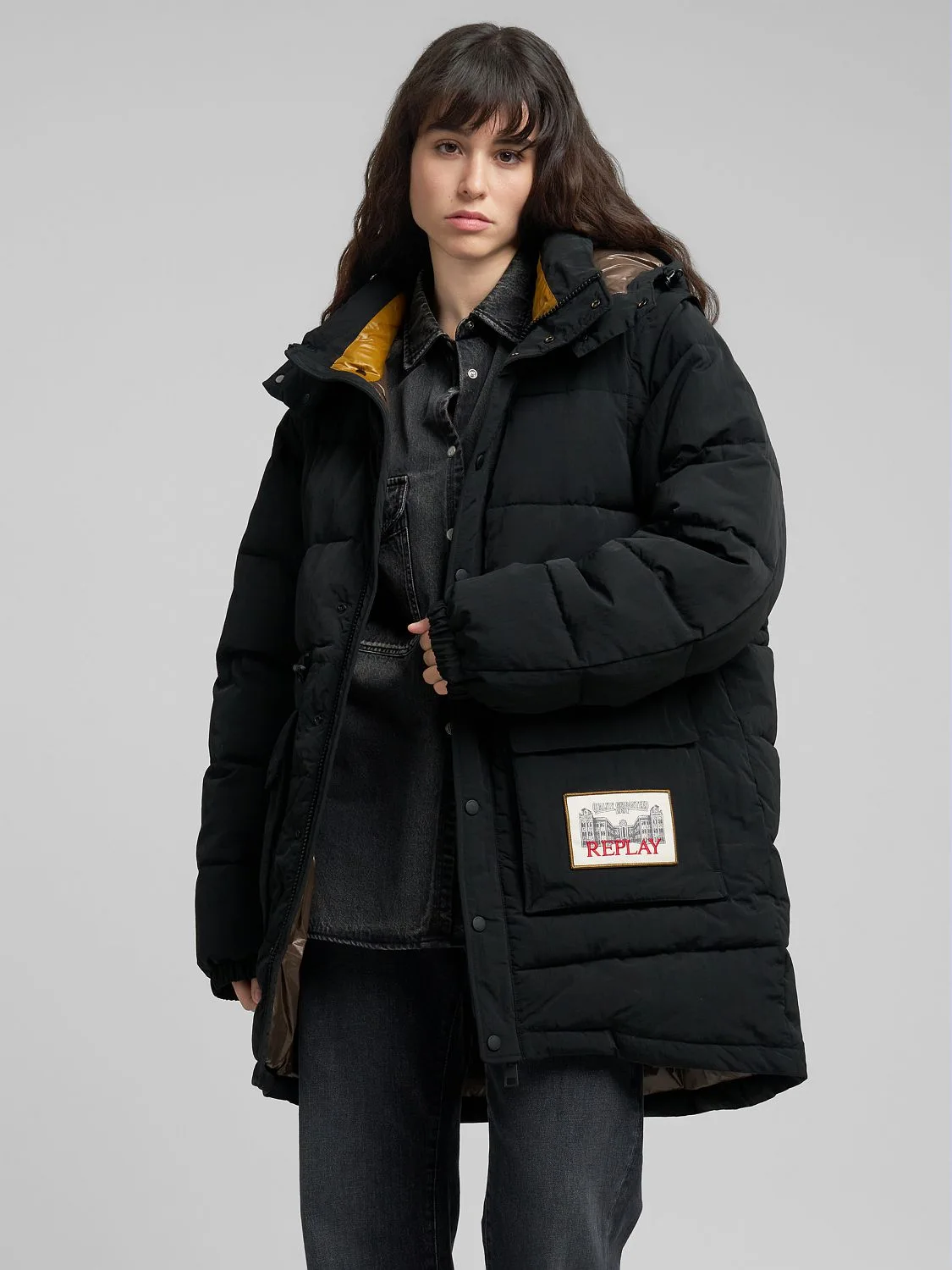 Wattierte jacke mit abnehmbaren ärmeln Black Replay Jeans