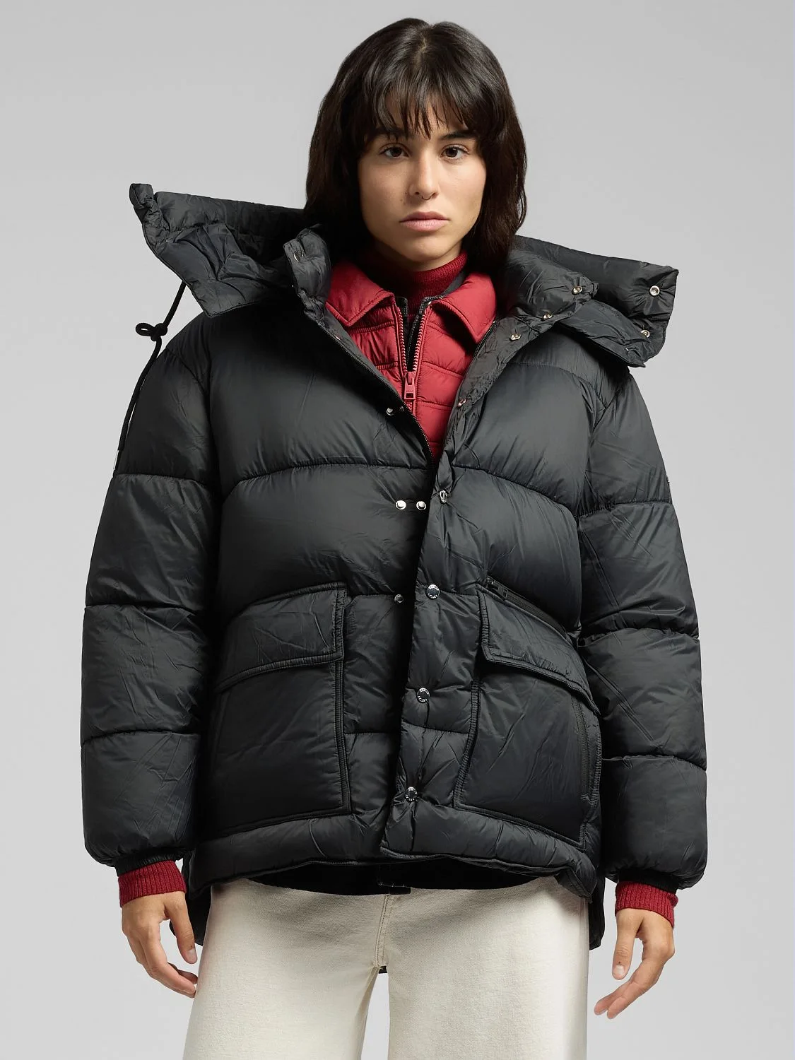 REPLAY PADDED JACKET WITH HIGH COLLAR W7908 .000.85048 BLACK 2