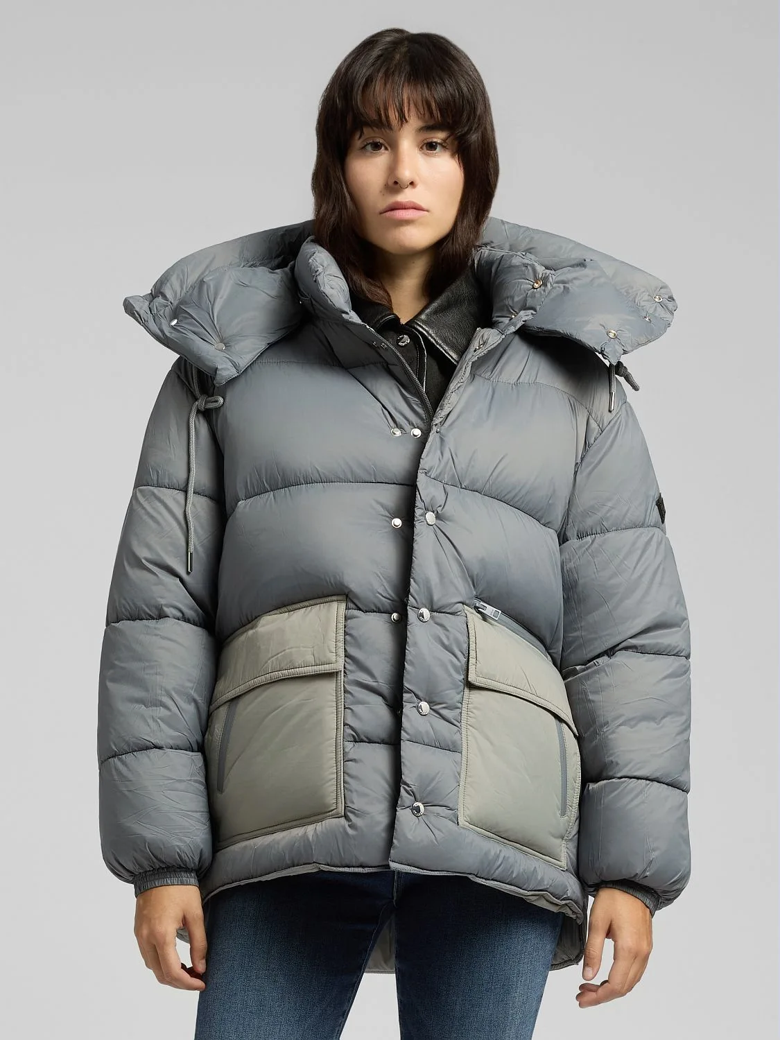 REPLAY PADDED JACKET WITH HIGH COLLAR W7908 .000.85048 GREY 2