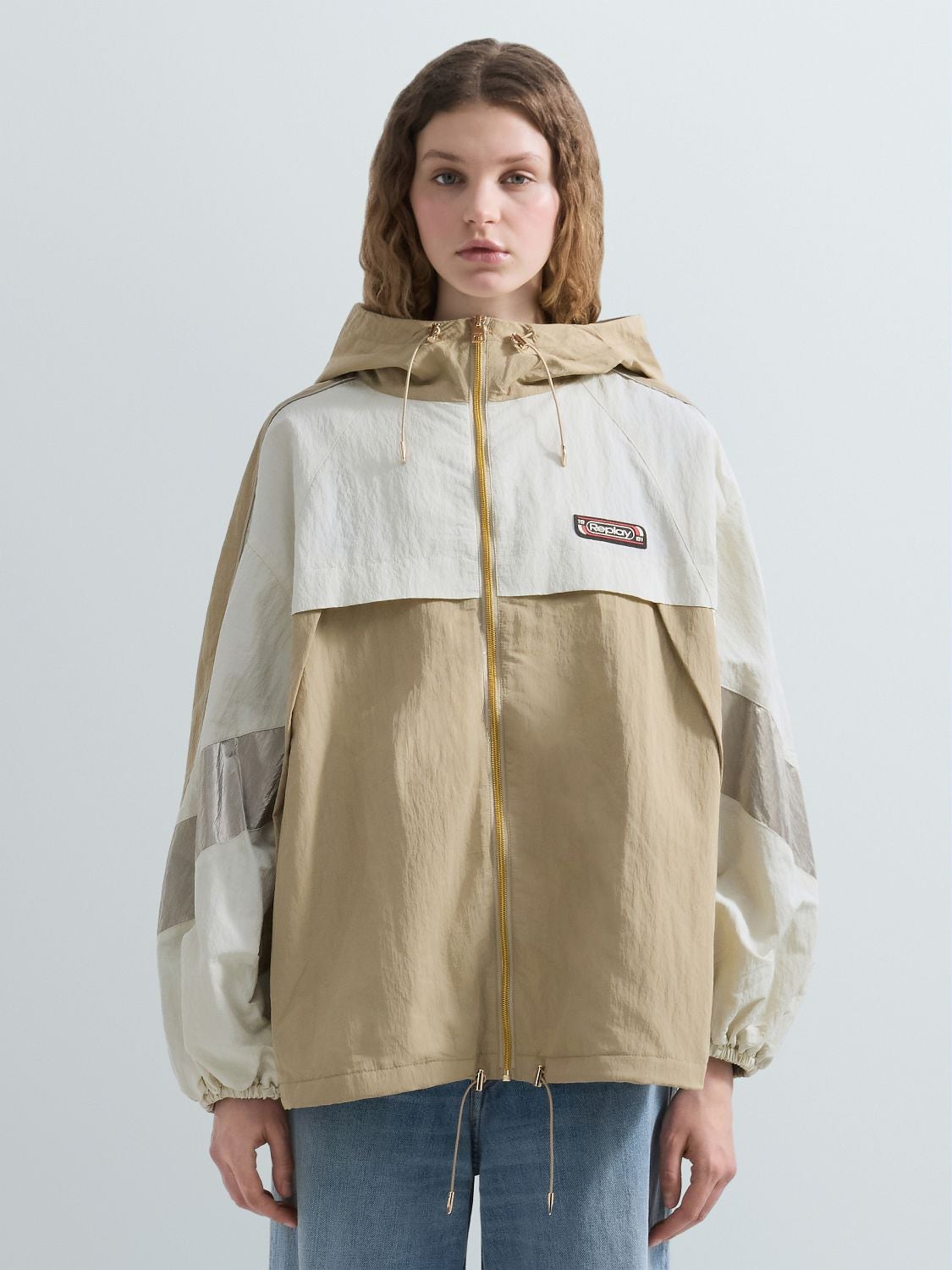 REPLAY OVERSIZED CRINKLED NYLON JACKET W7942 .000.85536 SAND/CHALK/PLATINUM 2