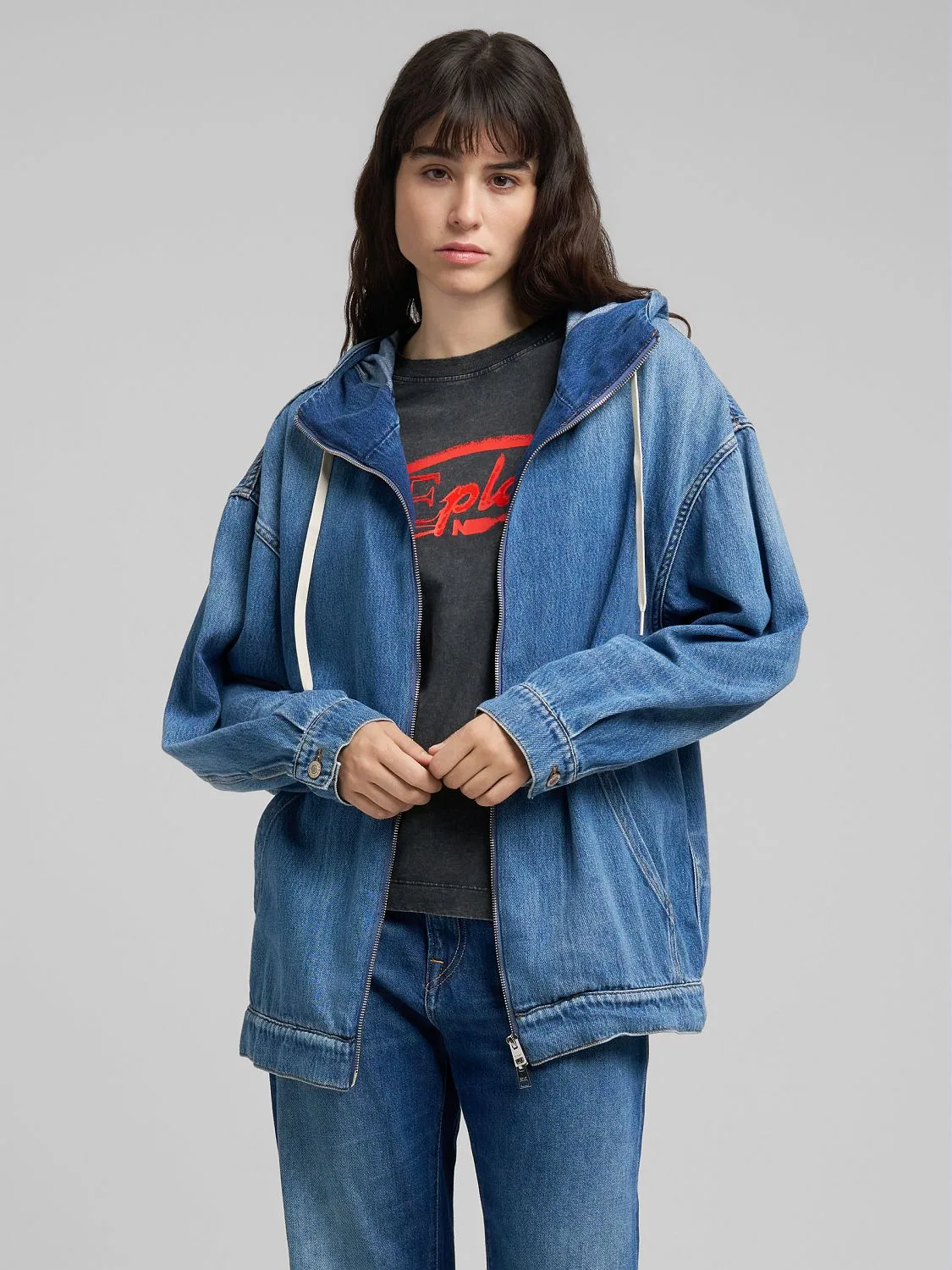 REPLAY DENIM HOODED JACKET W7959 .000.940 947 MEDIUM BLUE 2