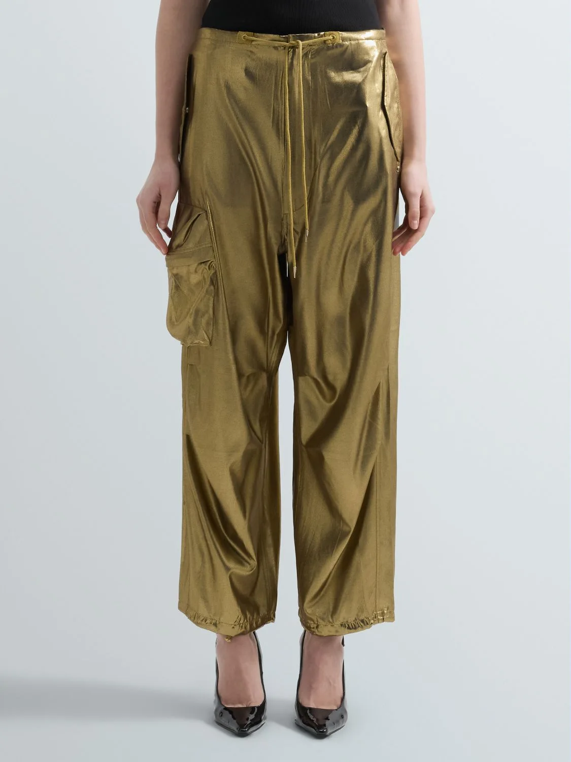 REPLAY CARGOHOSE AUS METALLIC-GEWEBE W8130C.000.85492 GOLD 2