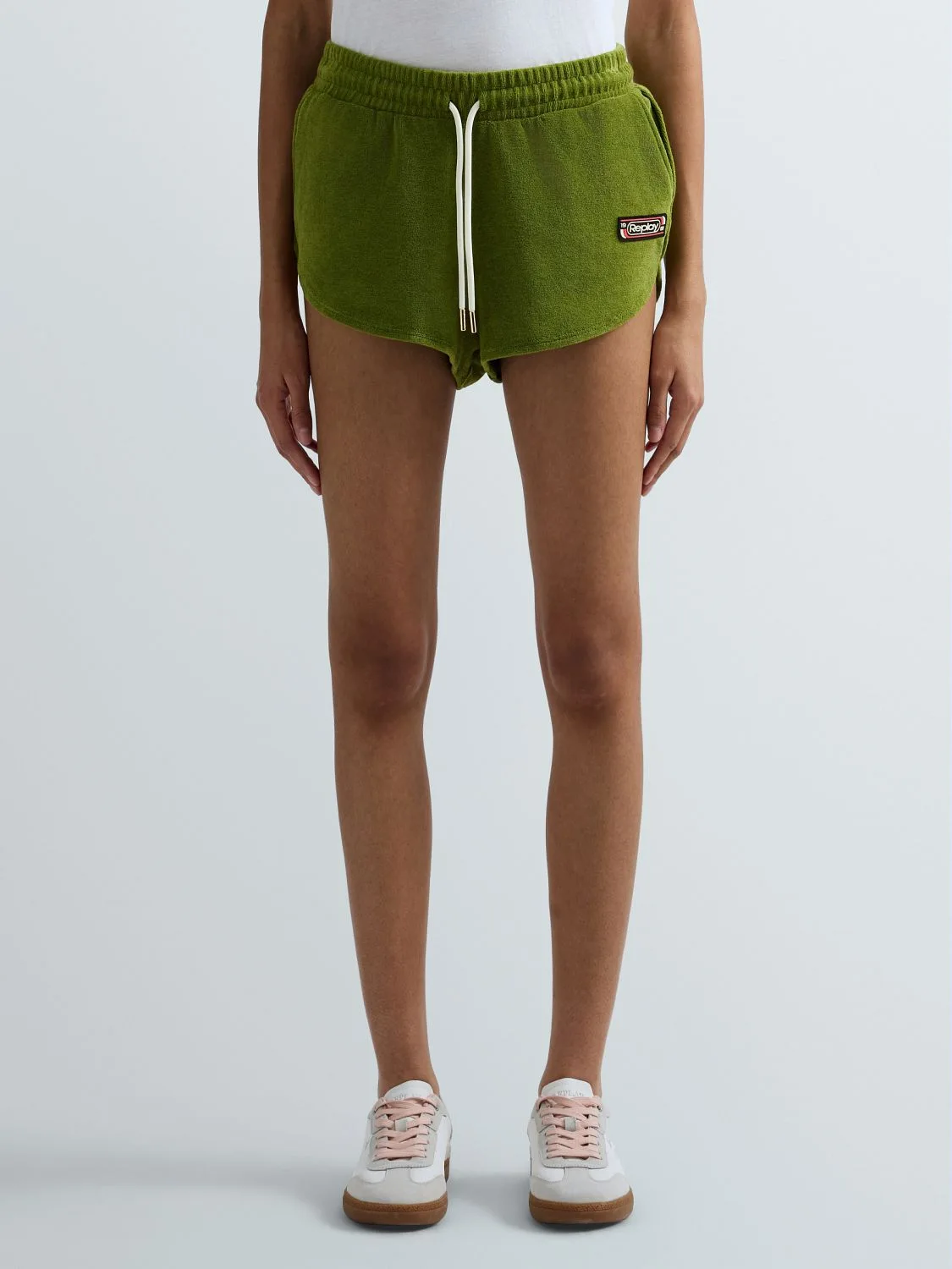 REPLAY REGULAR-FIT TERRY SHORTS W8190 .000.24008 CALLA GREEN 2