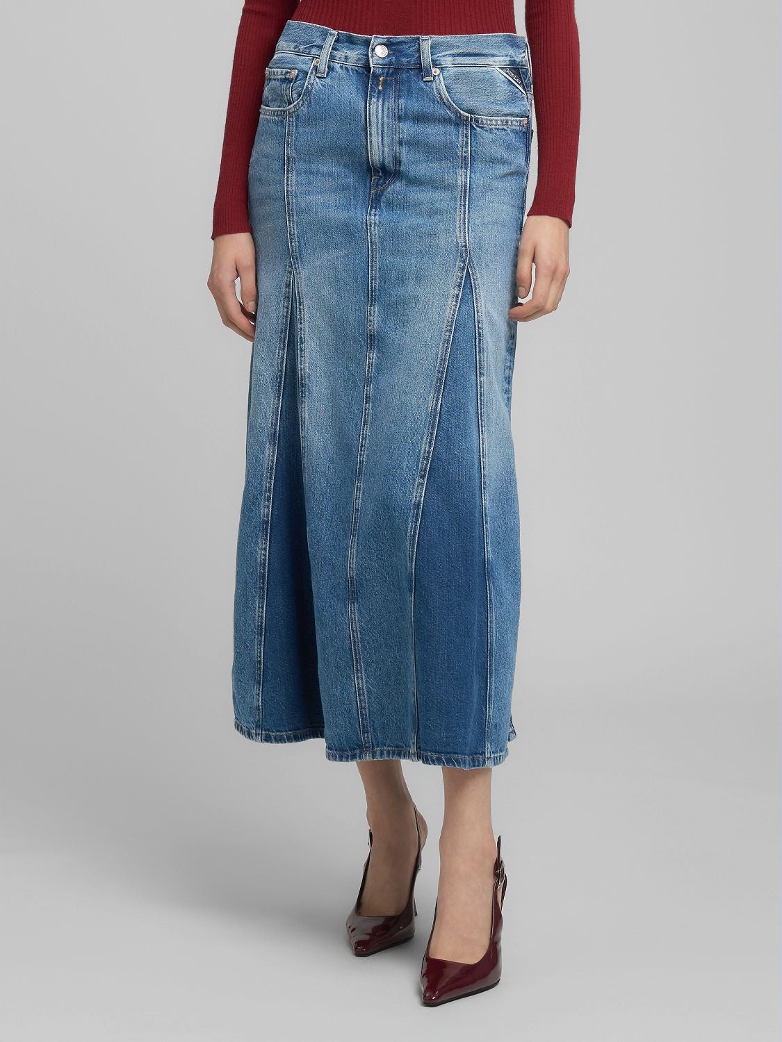 REPLAY DENIM MIDI SKIRT W9984 .000.10365 MEDIUM BLUE 2