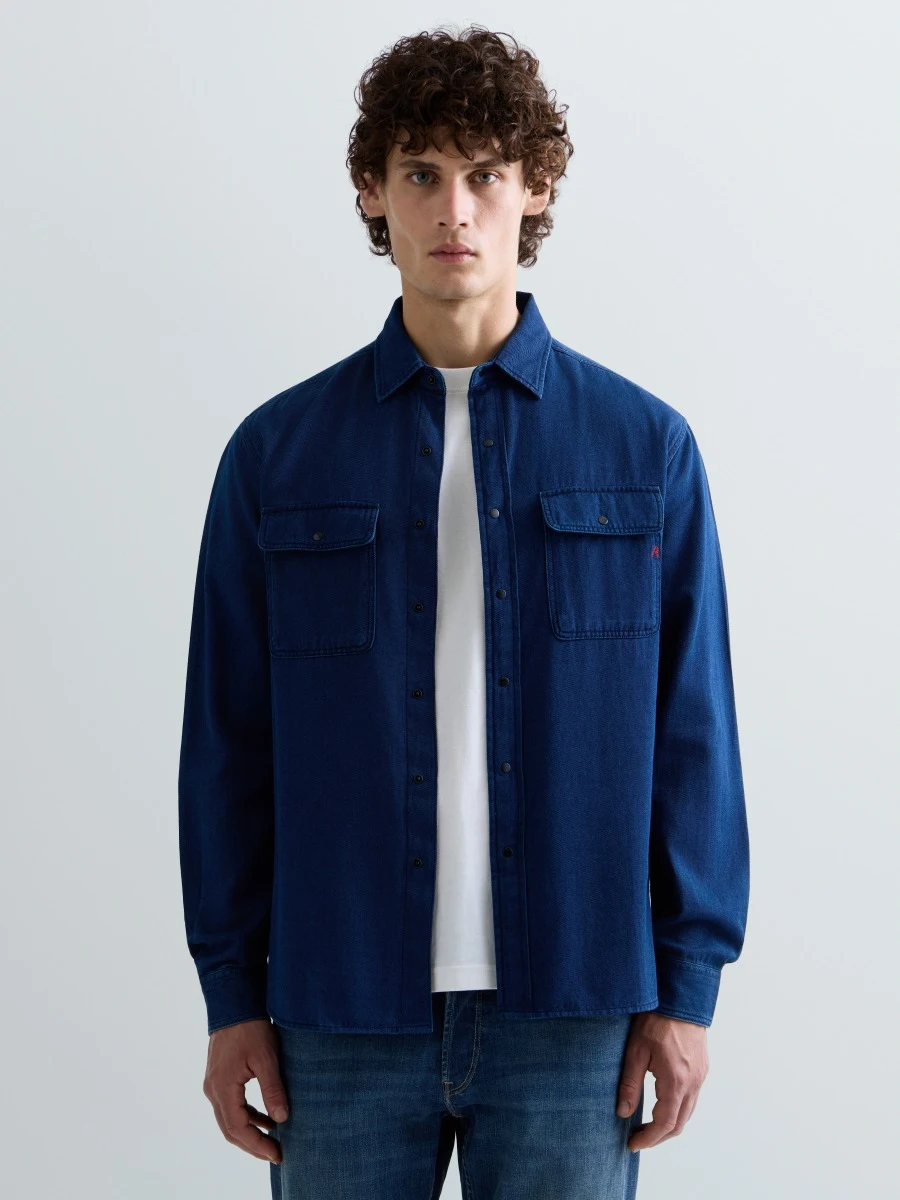 REPLAY INDIGO COTTON SHIRT M105U .000.723SUW DARK BLUE 2