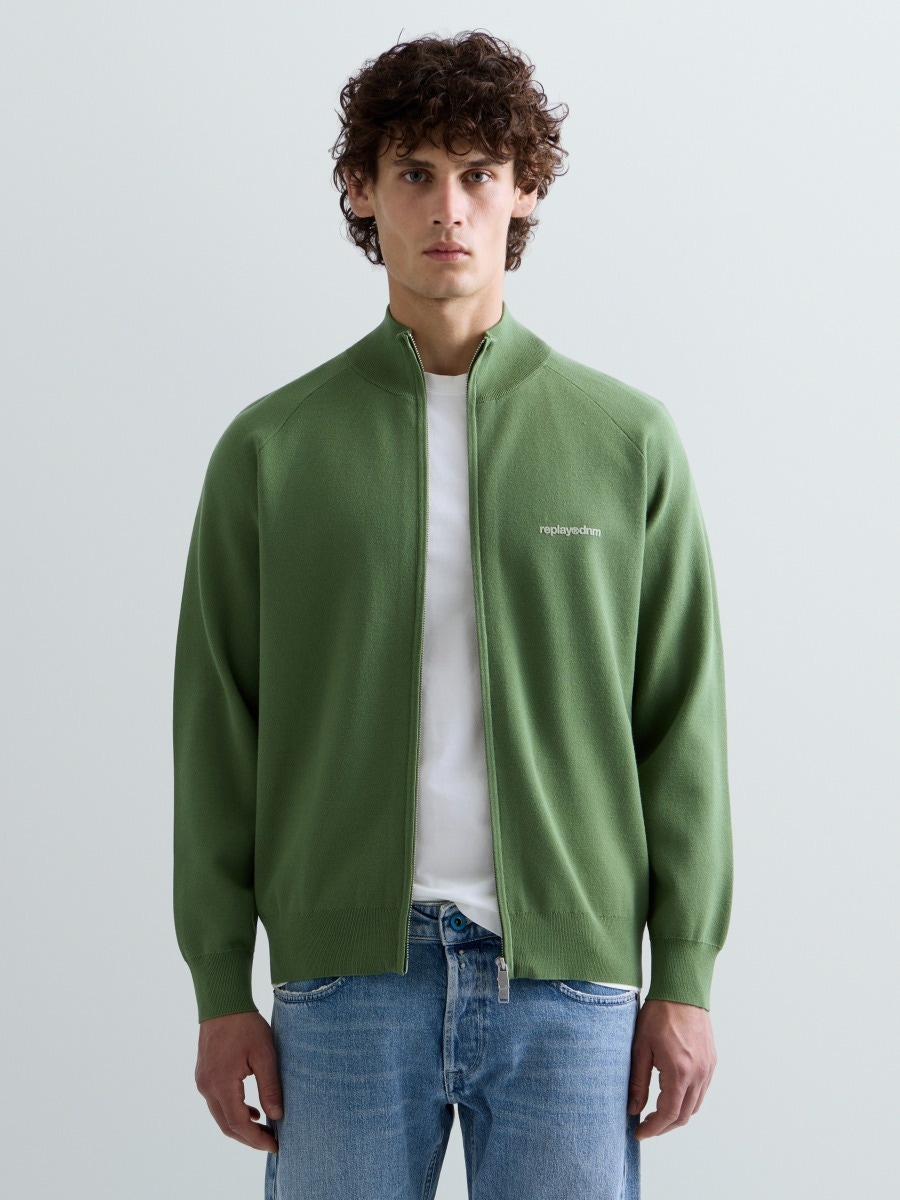 REPLAY FULL-ZIP PULLOVER WITH LETTERING UK00AH.000.723SK VINEYARD GREEN 2