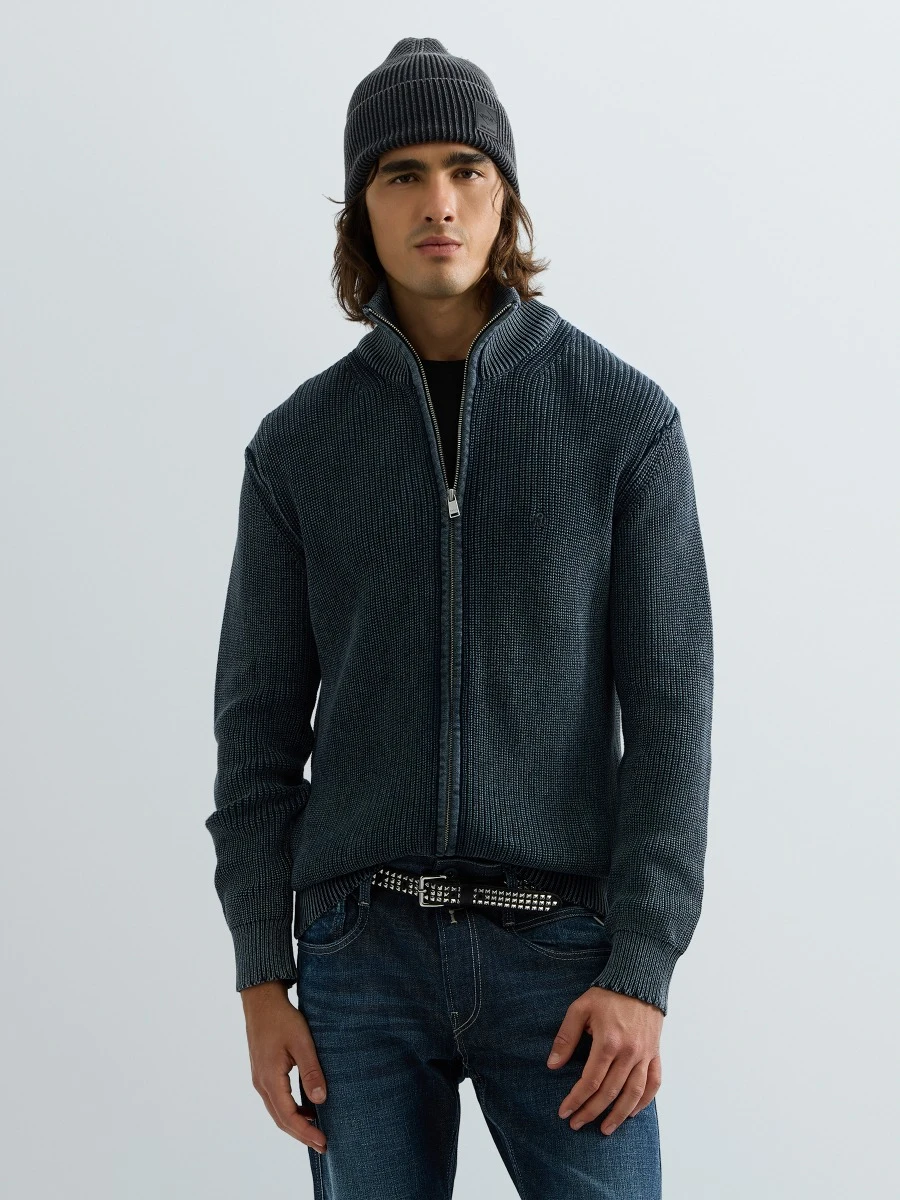 REPLAY FULL-ZIP SWEATER UK00AV.000.7246IG TOTAL ECLIPSE 2