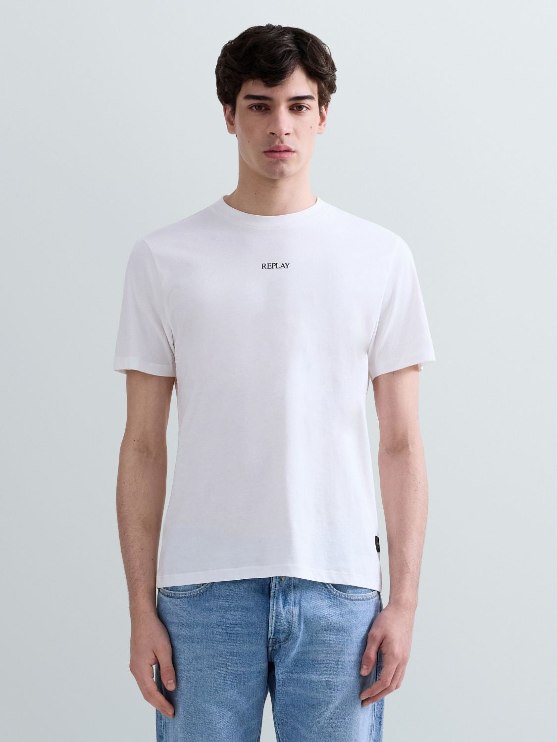 REPLAY JERSEY T-SHIRT WITH LETTERING M3098 .000.2660 NATURAL WHITE 2