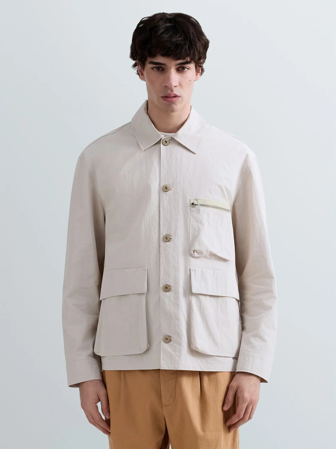 REPLAY REGULAR-FIT JACKET WITH POCKETS M8521 .000.85520 BONE 2