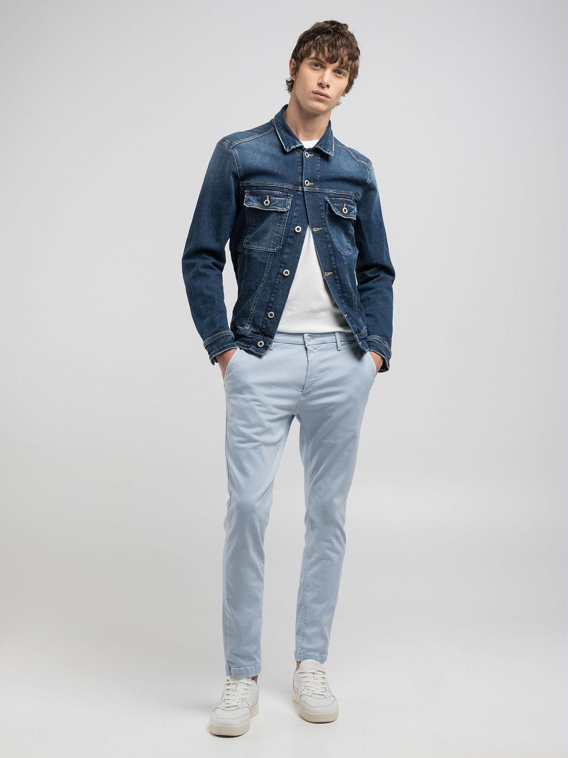 Zeumar slim-fit chino jeans Sky grey | Replay Jeans