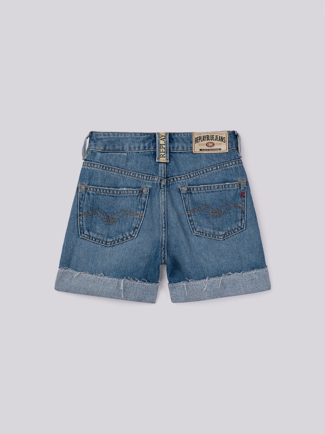 9zero1 recycled cotton denim shorts Light blue | Replay Jeans