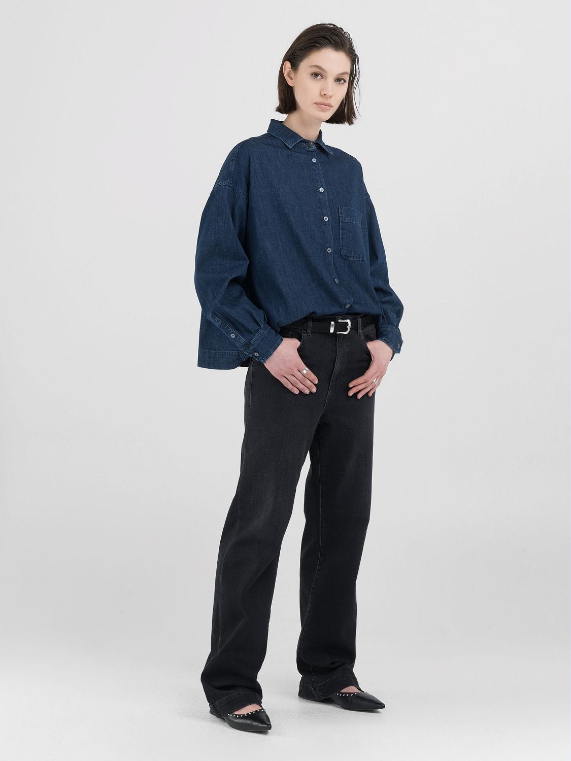 Comfort-fit dark denim shirt Dark blue | Replay Jeans