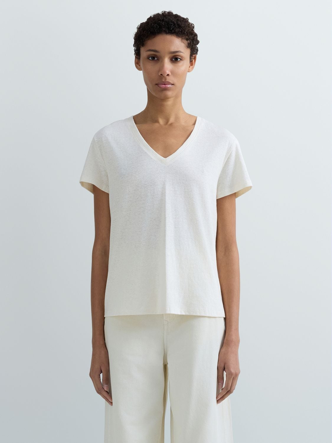 REPLAY OVERSIZED LINEN AND COTTON JERSEY T-SHIRT W3084H.000.24004 WINTER WHITE 2