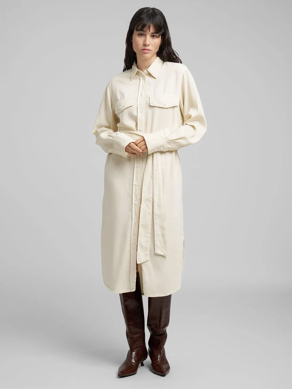 Belted midi dress Winter white Replay Jeans