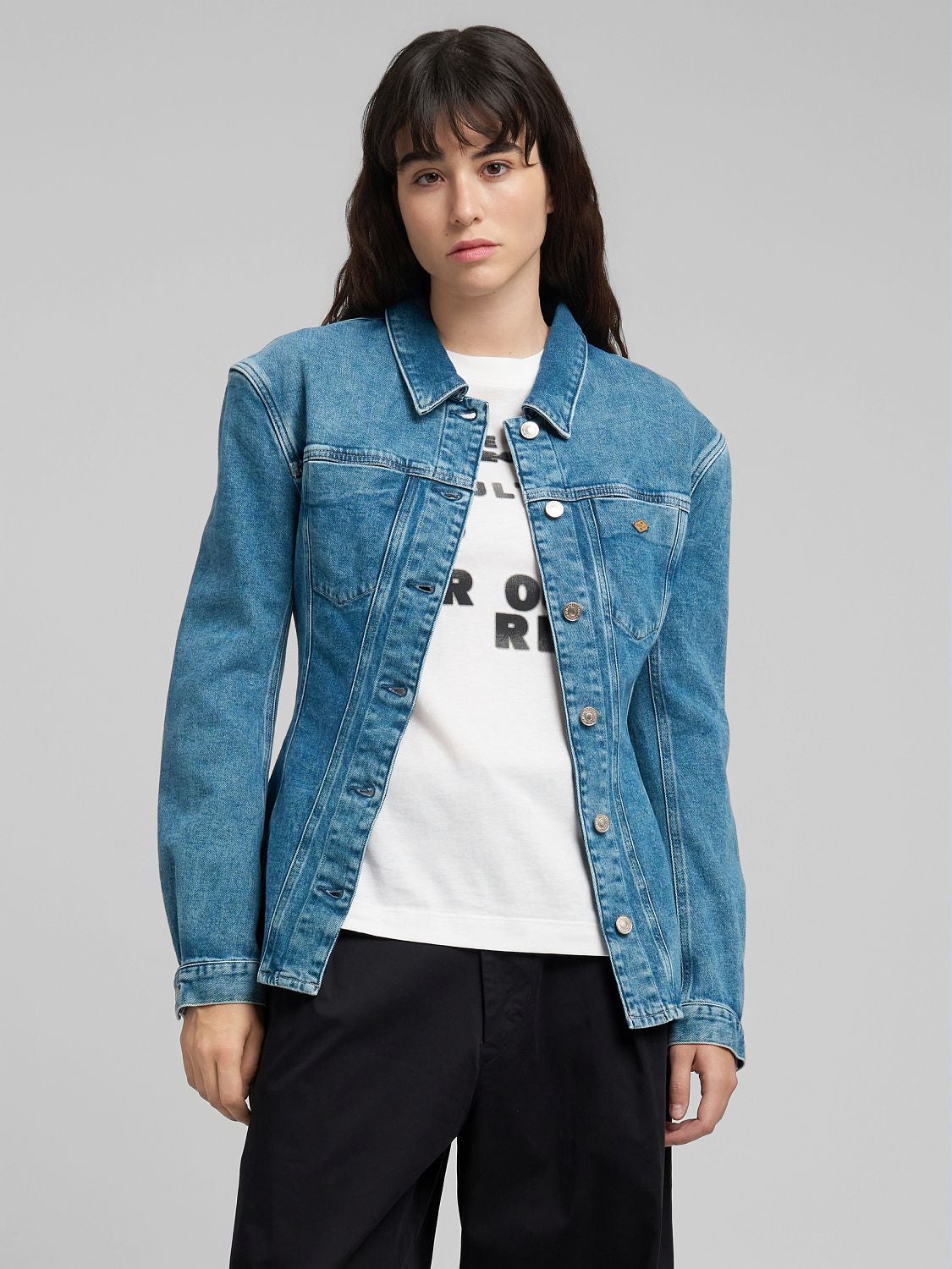 REPLAY DENIM SHIRT WITH LARGE SHOULDERS W2415 .000.951 971 MEDIUM BLUE 2