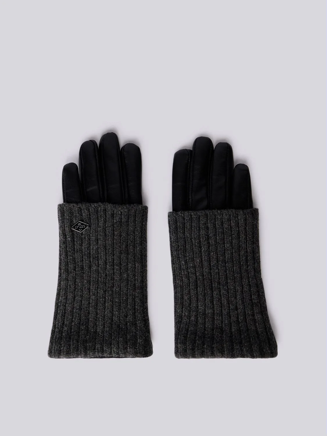 REPLAY GUANTES DE PIEL Y MEZCLA DE LANA AW6081.000.A3195 BLACK +CHARCOAL GRAY MELANGE 1