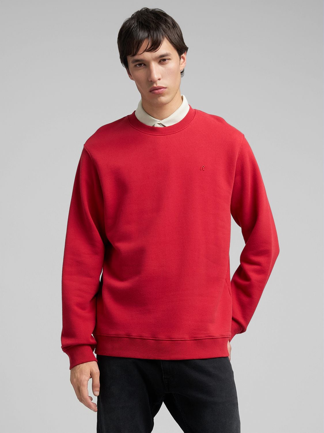 REPLAY SUDADERA DE CUELLO REDONDO DE ALGODÓN PERCHADO M3106 .000.23736P RED 2