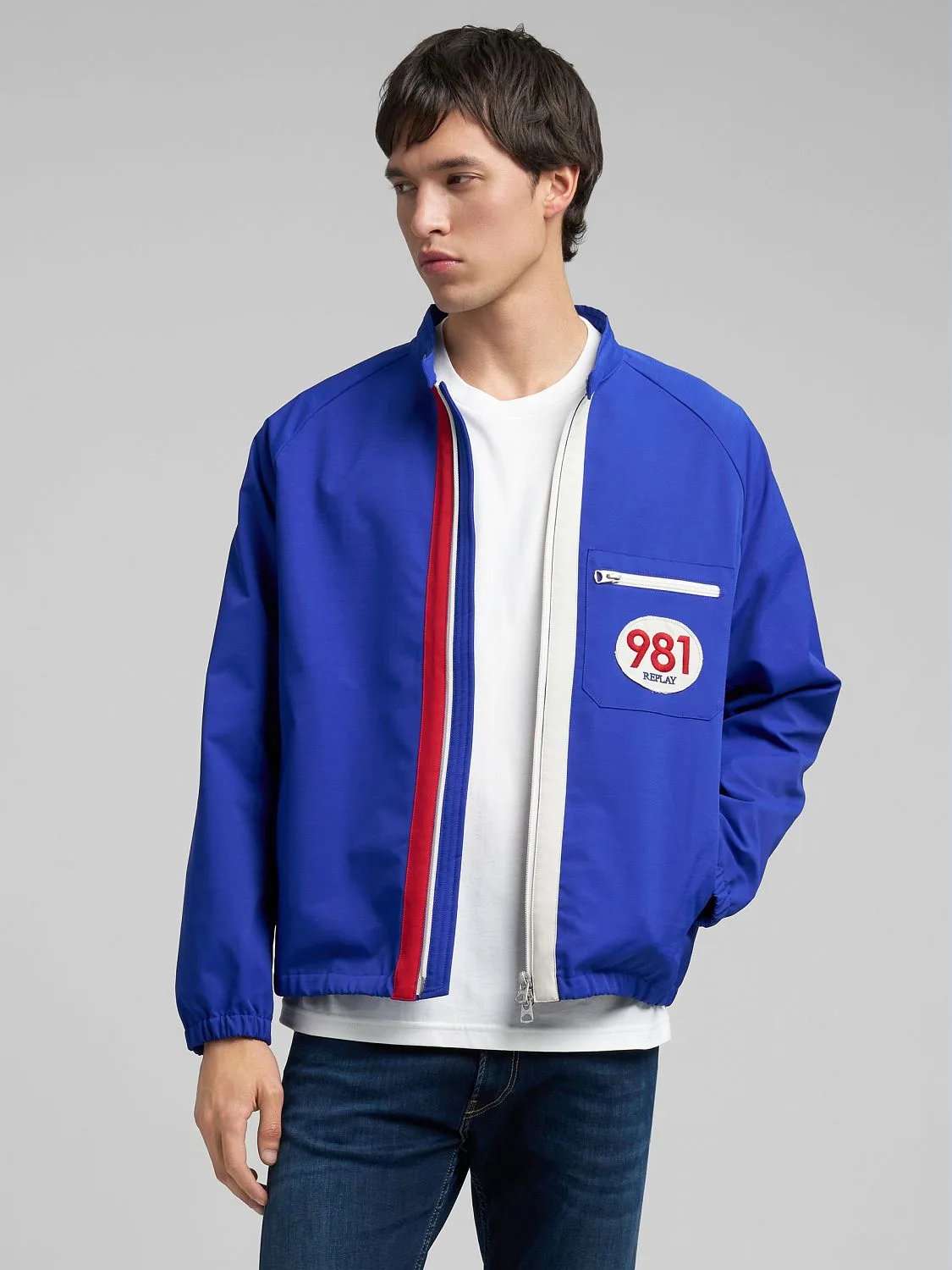 REPLAY JACKET WITH CONTRASTING DETAILS M8490 .000.85420 ELECTRIC BLUE 2