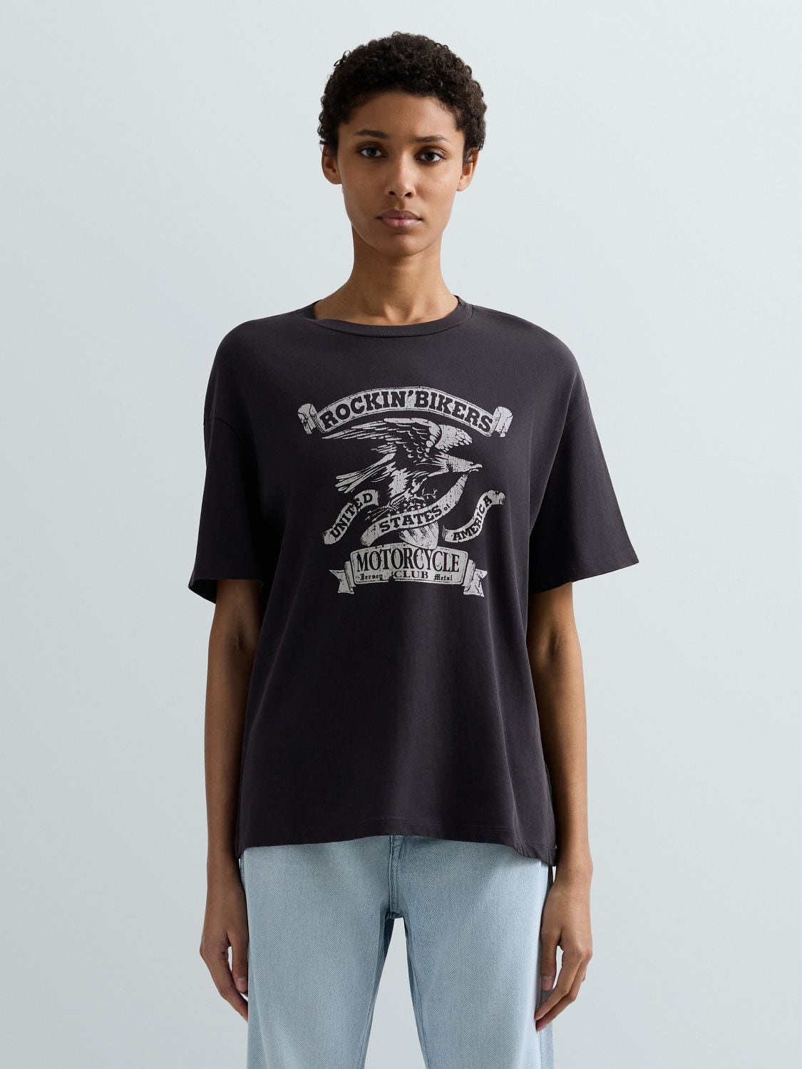 REPLAY OVERSIZED JERSEY T-SHIRT WITH BIKER PRINT W3089G.000.23792D BLACKBOARD 2