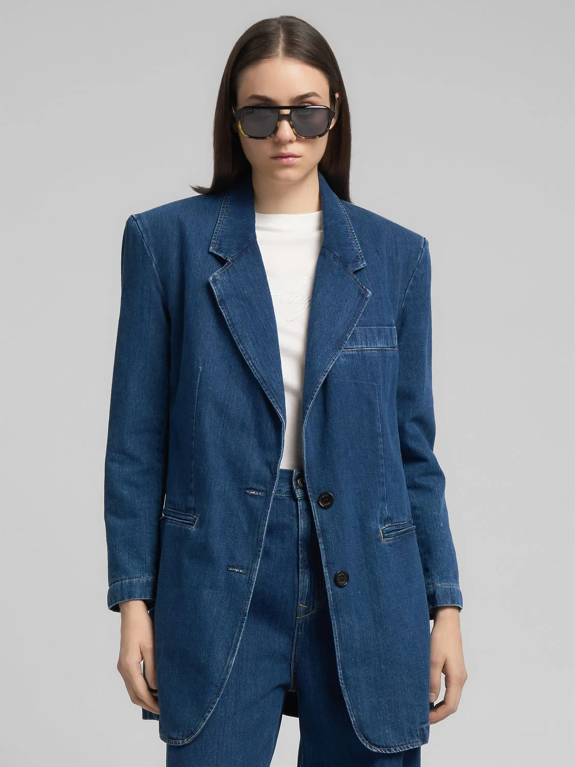 REPLAY LONG DENIM BLAZER W7961 .000.912 909 DARK BLUE 2