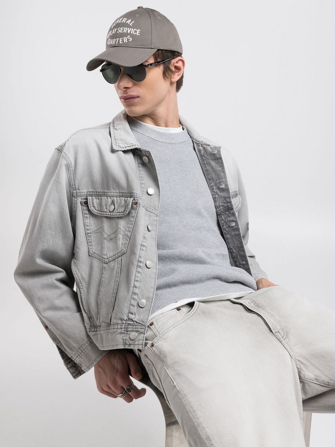 9zero1 light denim jacket Superlight grey | Replay Jeans